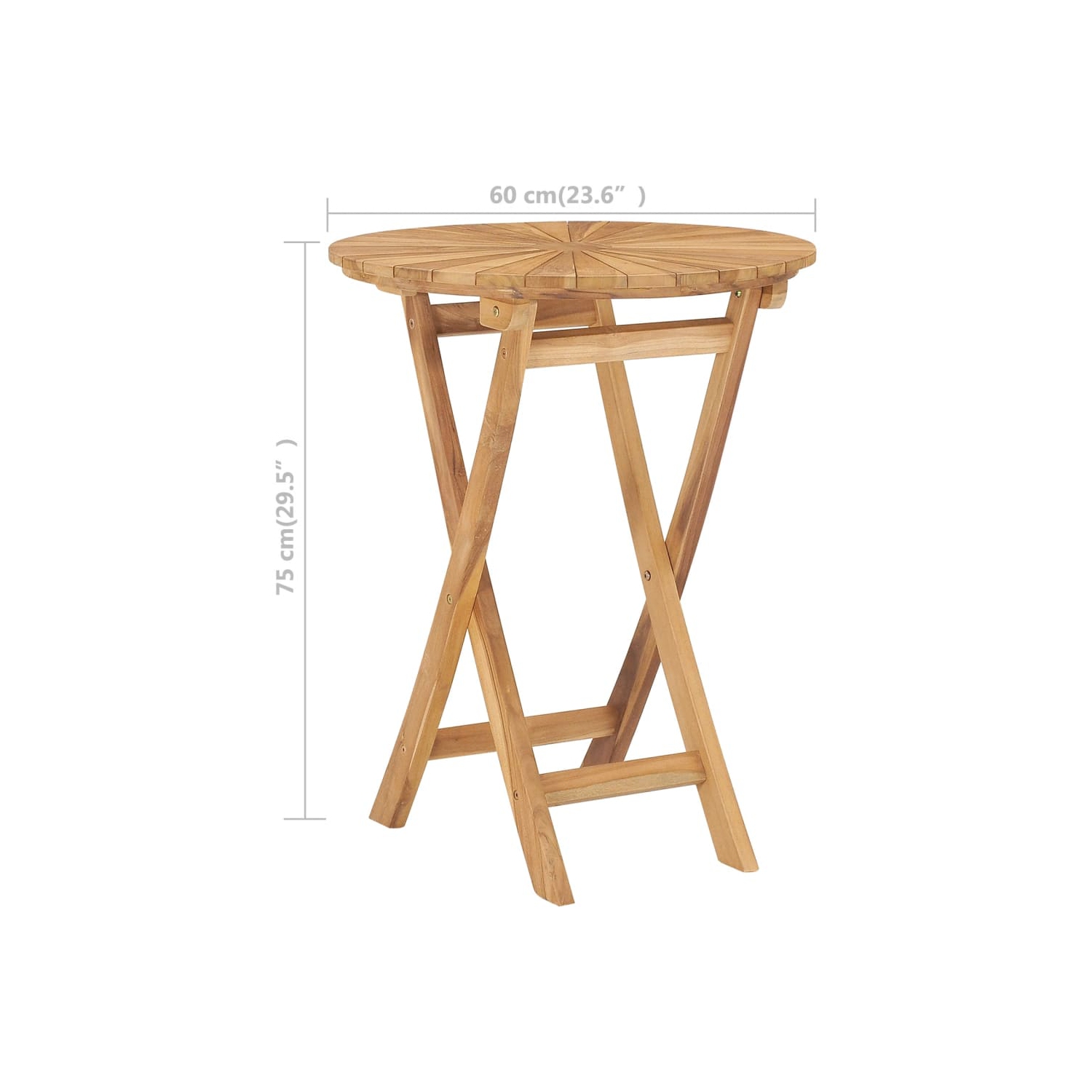 vidaXL Folding Patio Table Ø 23.6" Solid Teak Wood