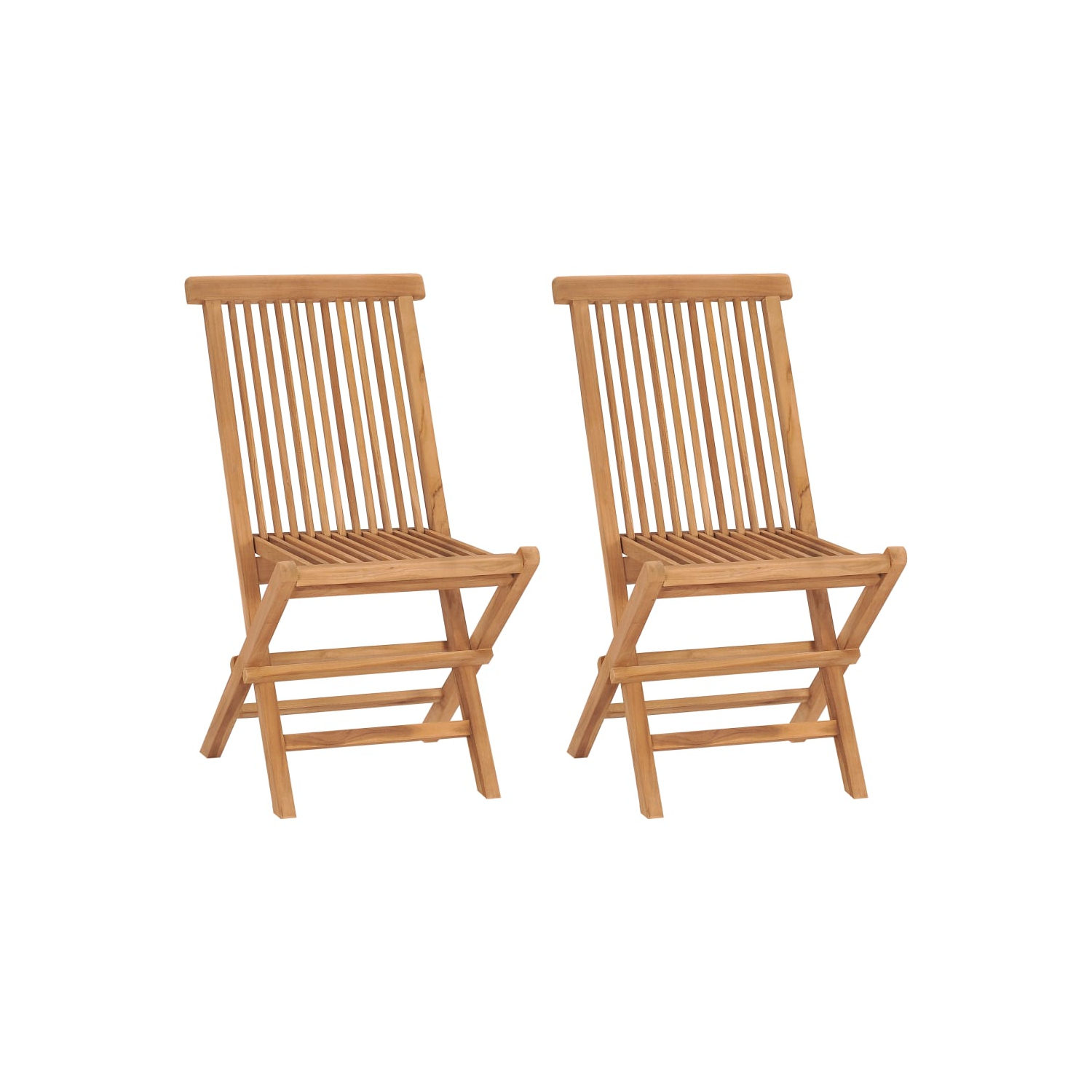 vidaXL Folding Patio Chairs 2 pcs Solid Teak Wood