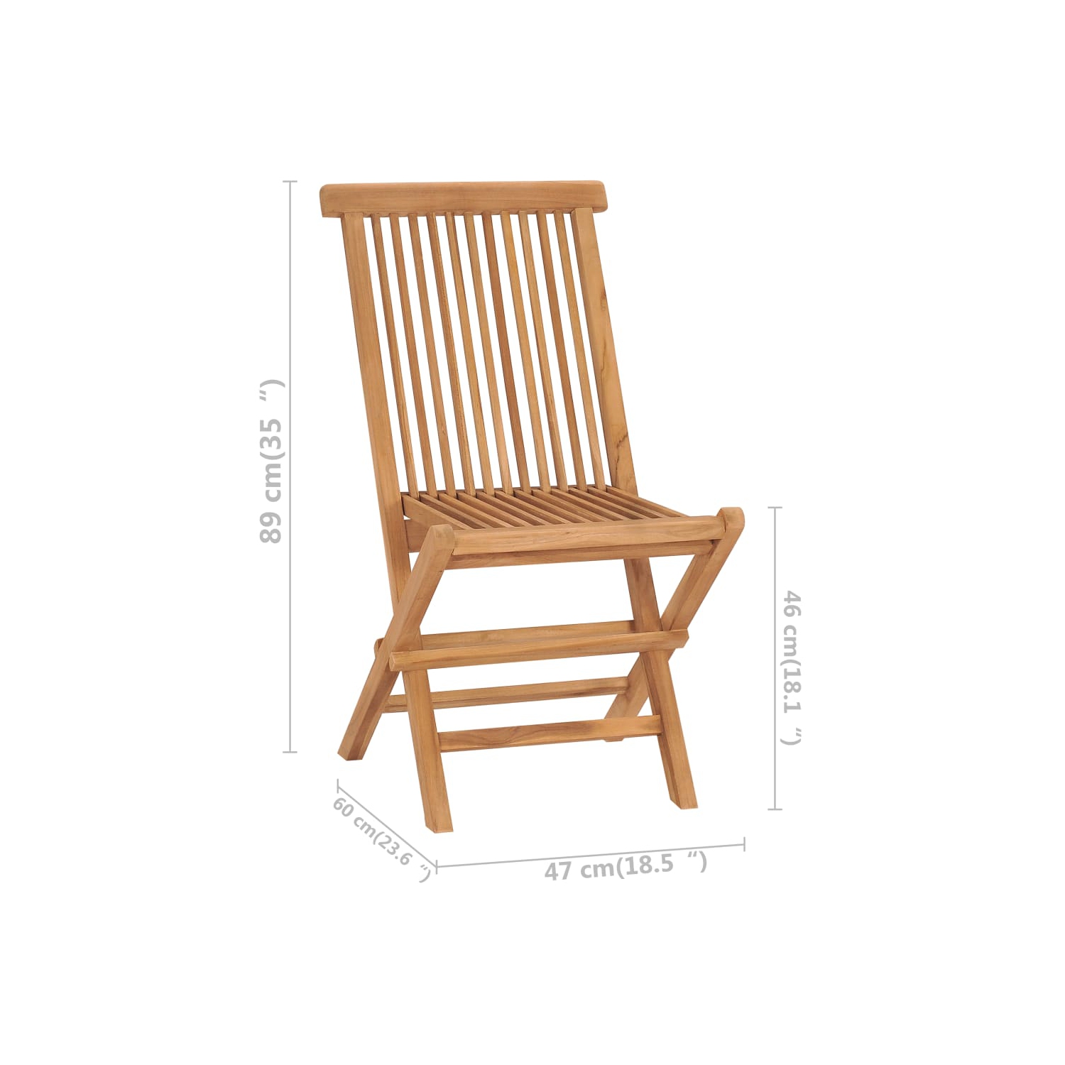 vidaXL Folding Patio Chairs 2 pcs Solid Teak Wood