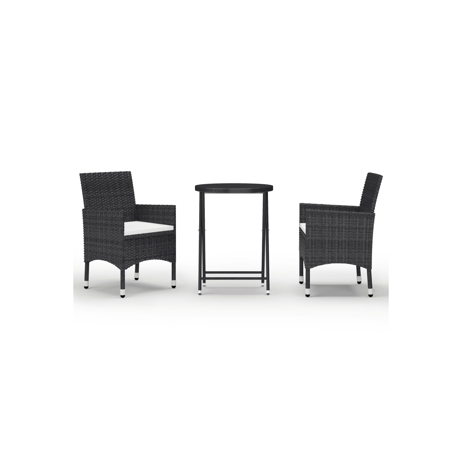 vidaXL 3 Piece Patio Bistro Set Poly Rattan and Tempered Glass Black