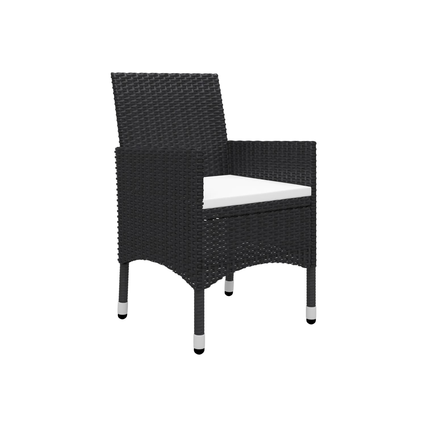 vidaXL 3 Piece Patio Bistro Set Poly Rattan and Tempered Glass Black