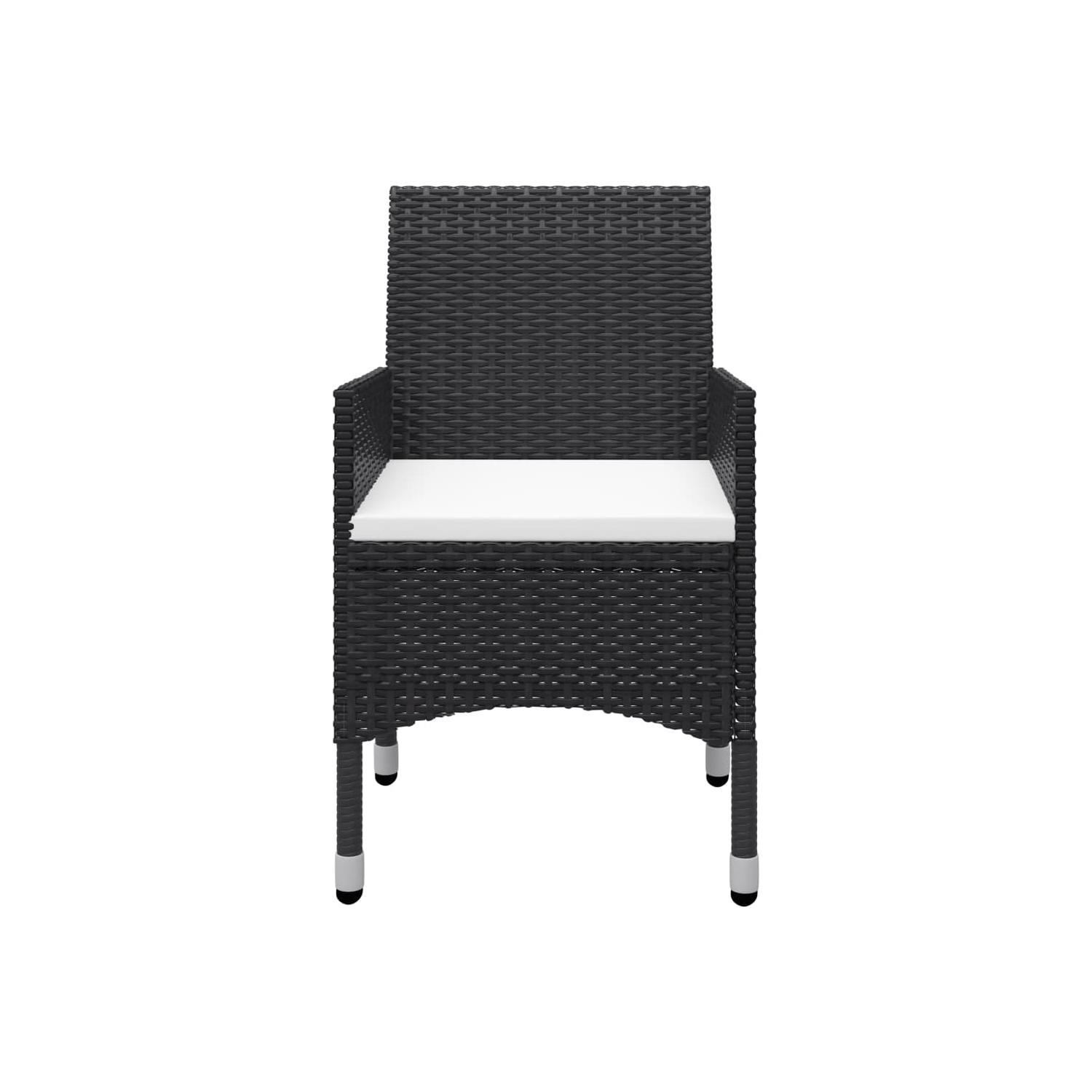 vidaXL 3 Piece Patio Bistro Set Poly Rattan and Tempered Glass Black