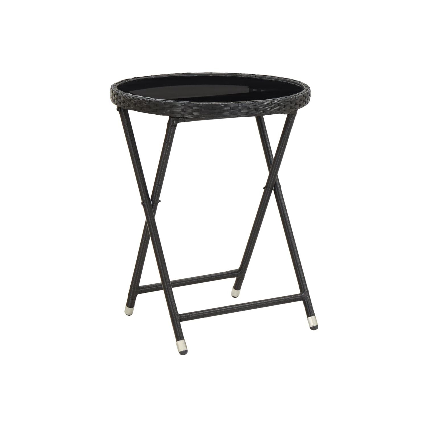 vidaXL 3 Piece Patio Bistro Set Poly Rattan and Tempered Glass Black