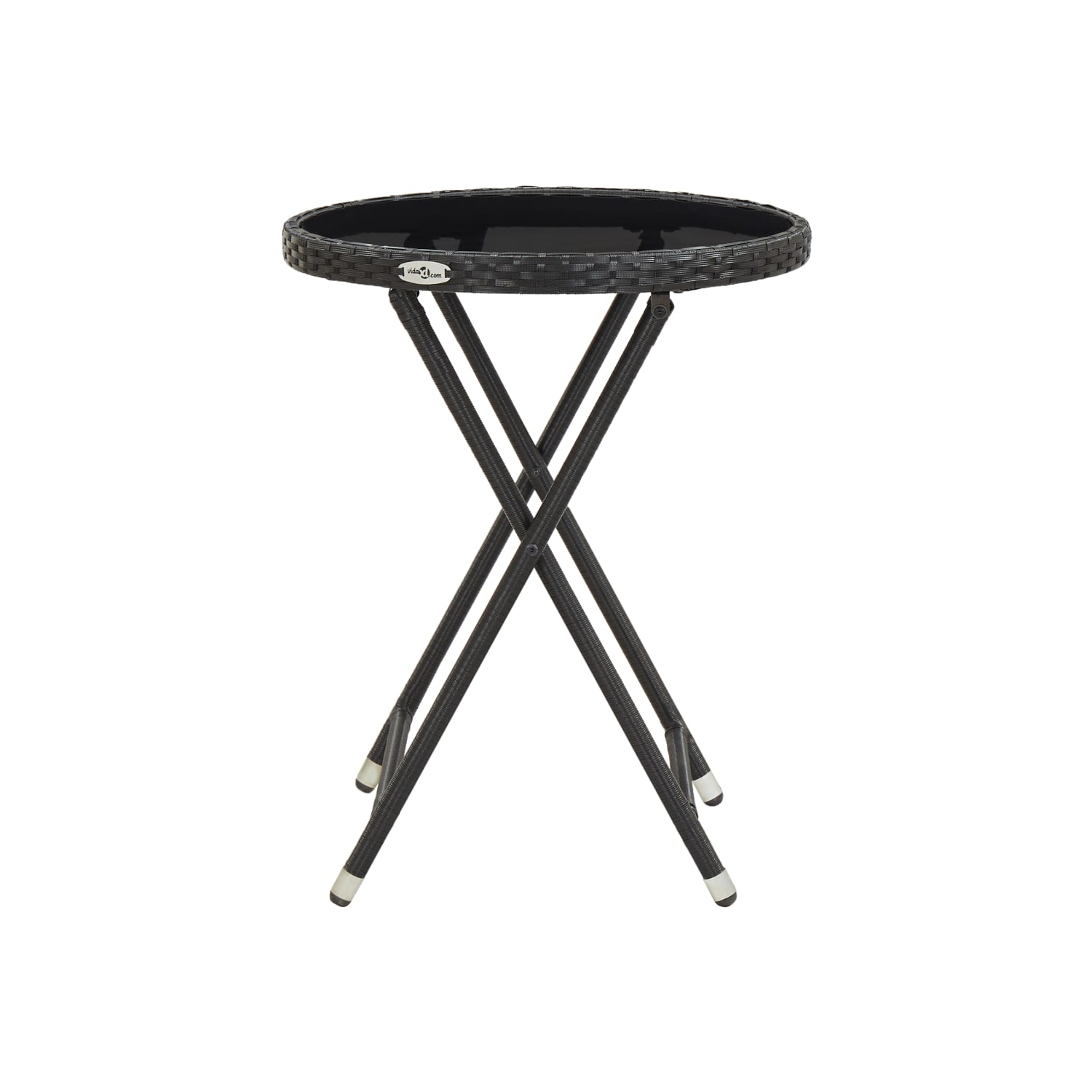 vidaXL 3 Piece Patio Bistro Set Poly Rattan and Tempered Glass Black