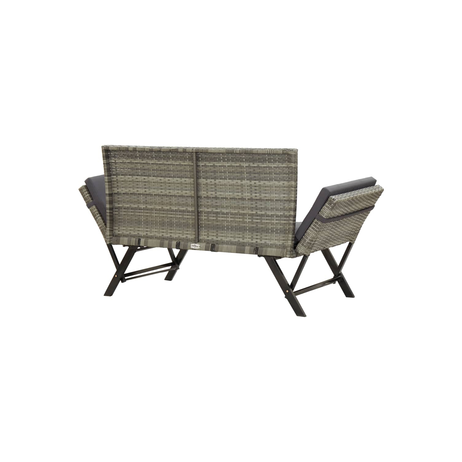 vidaXL Patio Bench with Cushions 69.3" Gray Poly Rattan