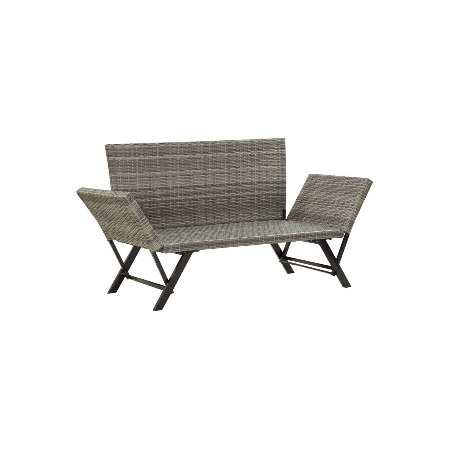 vidaXL Patio Bench with Cushions 69.3" Gray Poly Rattan