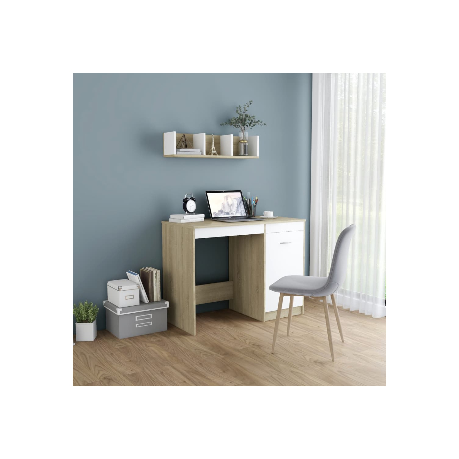 vidaXL Desk Gray 39.4"x19.7"x29.9" Chipboard