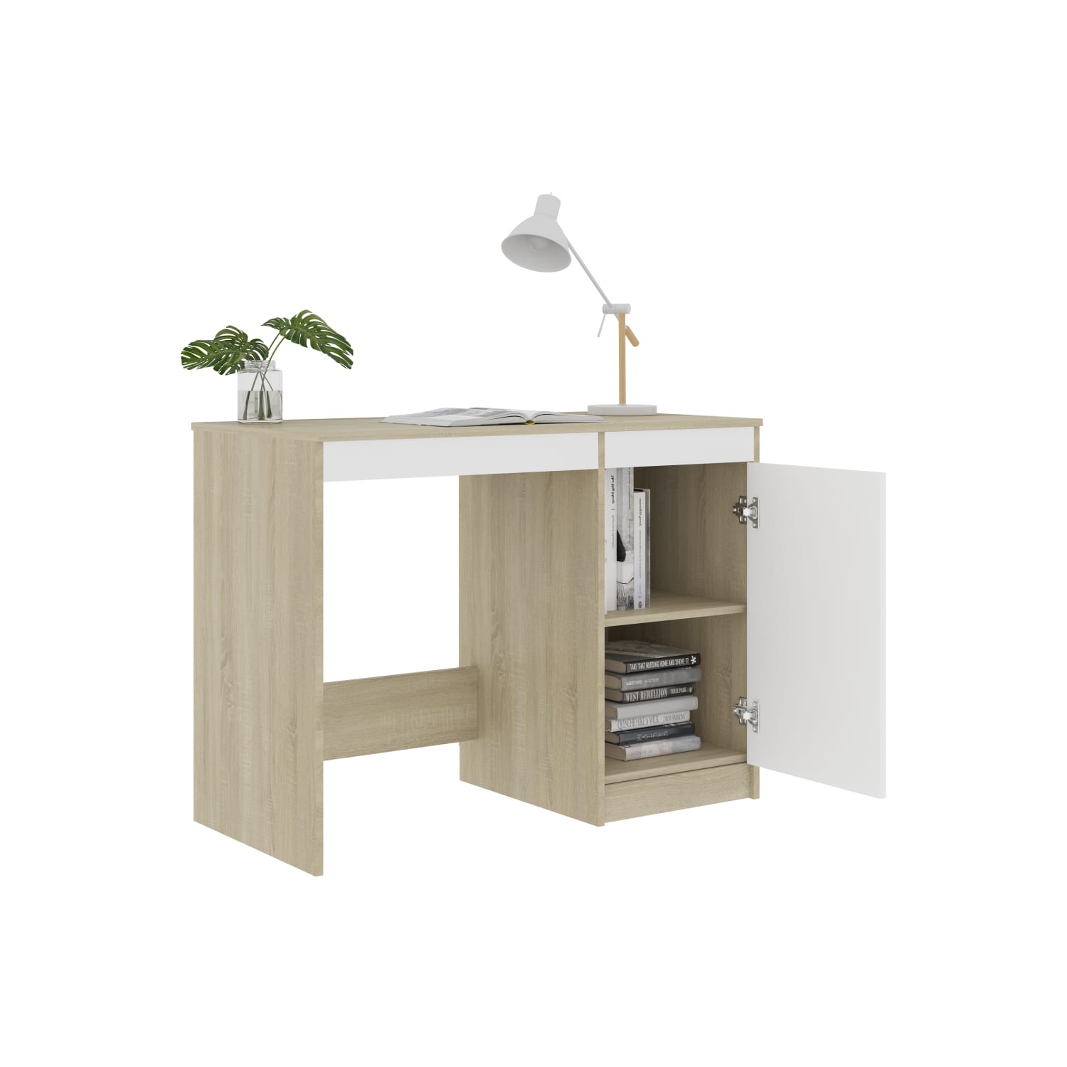 vidaXL Desk Gray 39.4"x19.7"x29.9" Chipboard