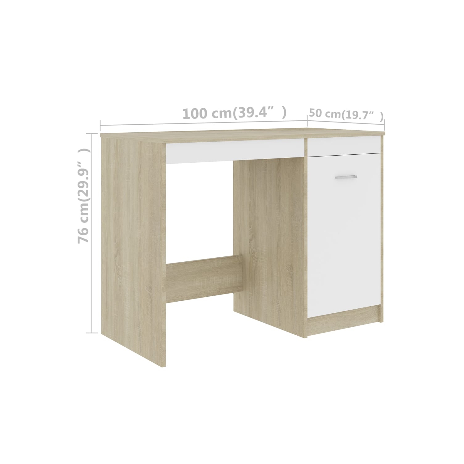 vidaXL Desk Gray 39.4"x19.7"x29.9" Chipboard