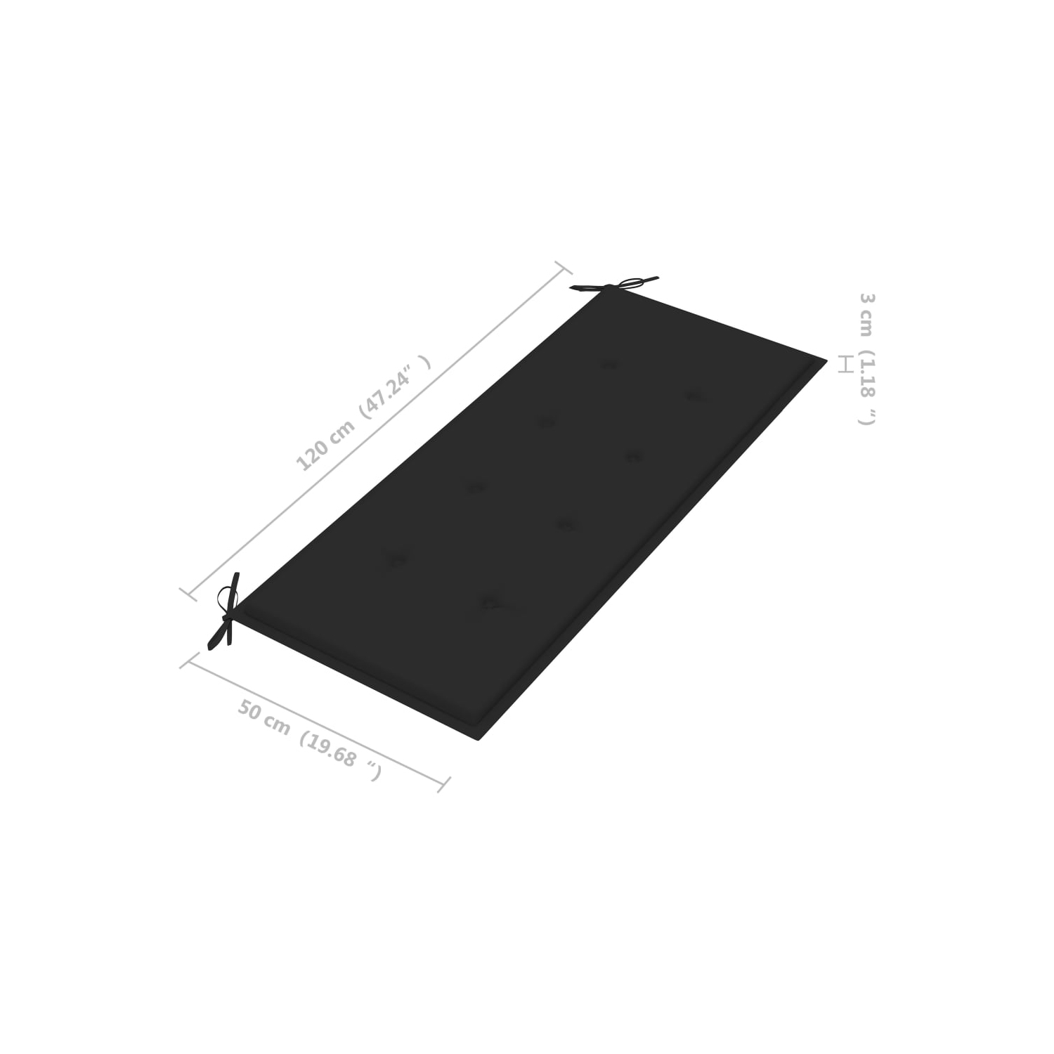 vidaXL Stacking Patio Bench with Cushion 50.6" Solid Teak Wood