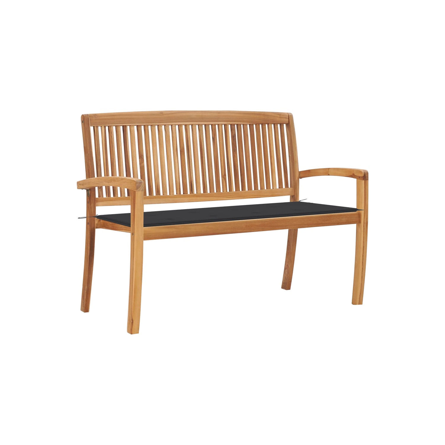 vidaXL Stacking Patio Bench with Cushion 50.6" Solid Teak Wood