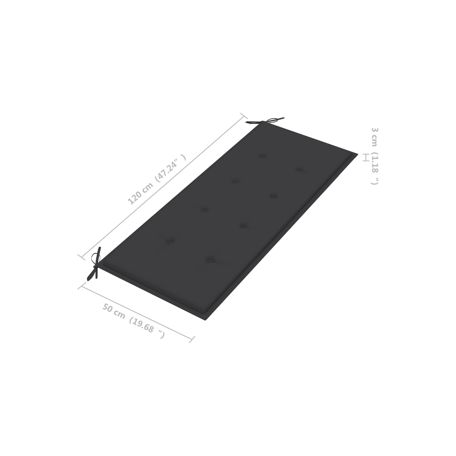 vidaXL Stacking Patio Bench with Cushion 50.6" Solid Teak Wood