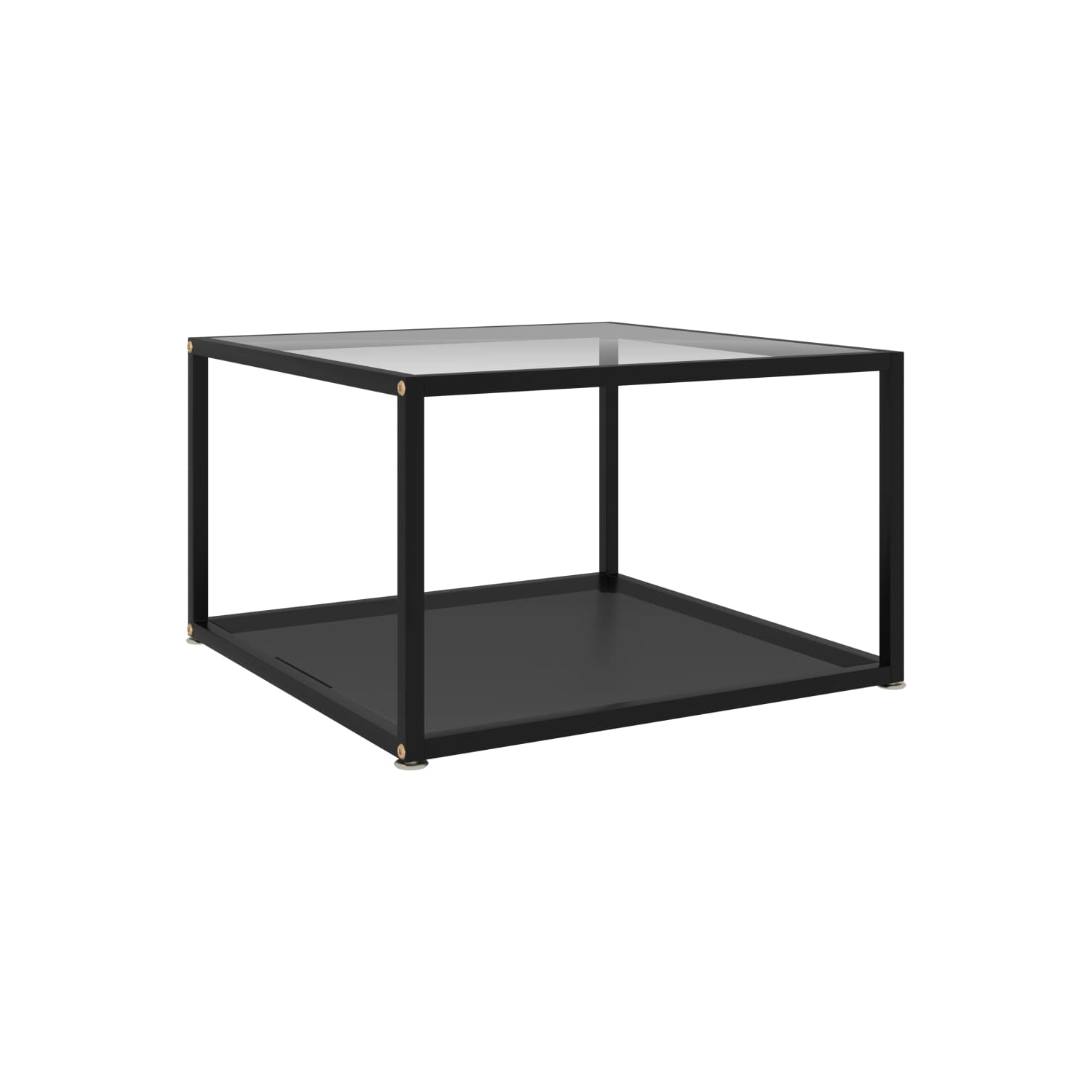 Table basse transparente et noire VidaXL de 23.6 x 23,6 x 13,8 po, verre trempé