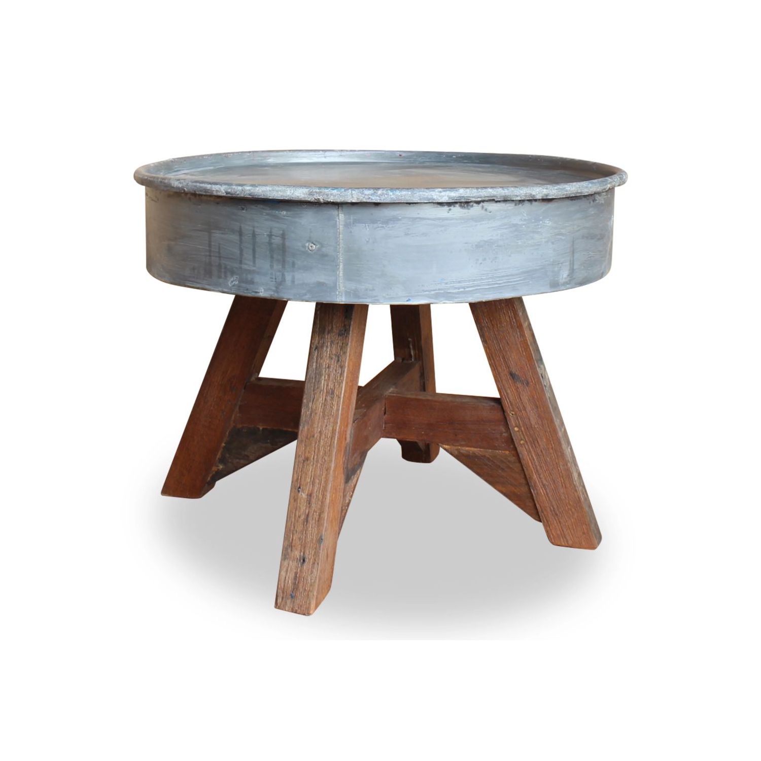 vidaXL Coffee Table Solid Reclaimed Wood 23.6"x17.7" Silver