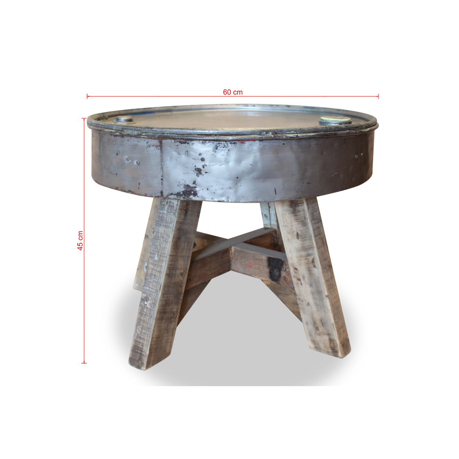 vidaXL Coffee Table Solid Reclaimed Wood 23.6"x17.7" Silver