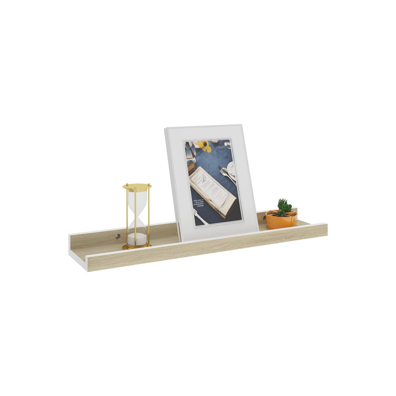 vidaXL Wall Shelves 2 pcs White and Sonoma Oak 15.7"x3.5"x1.2"