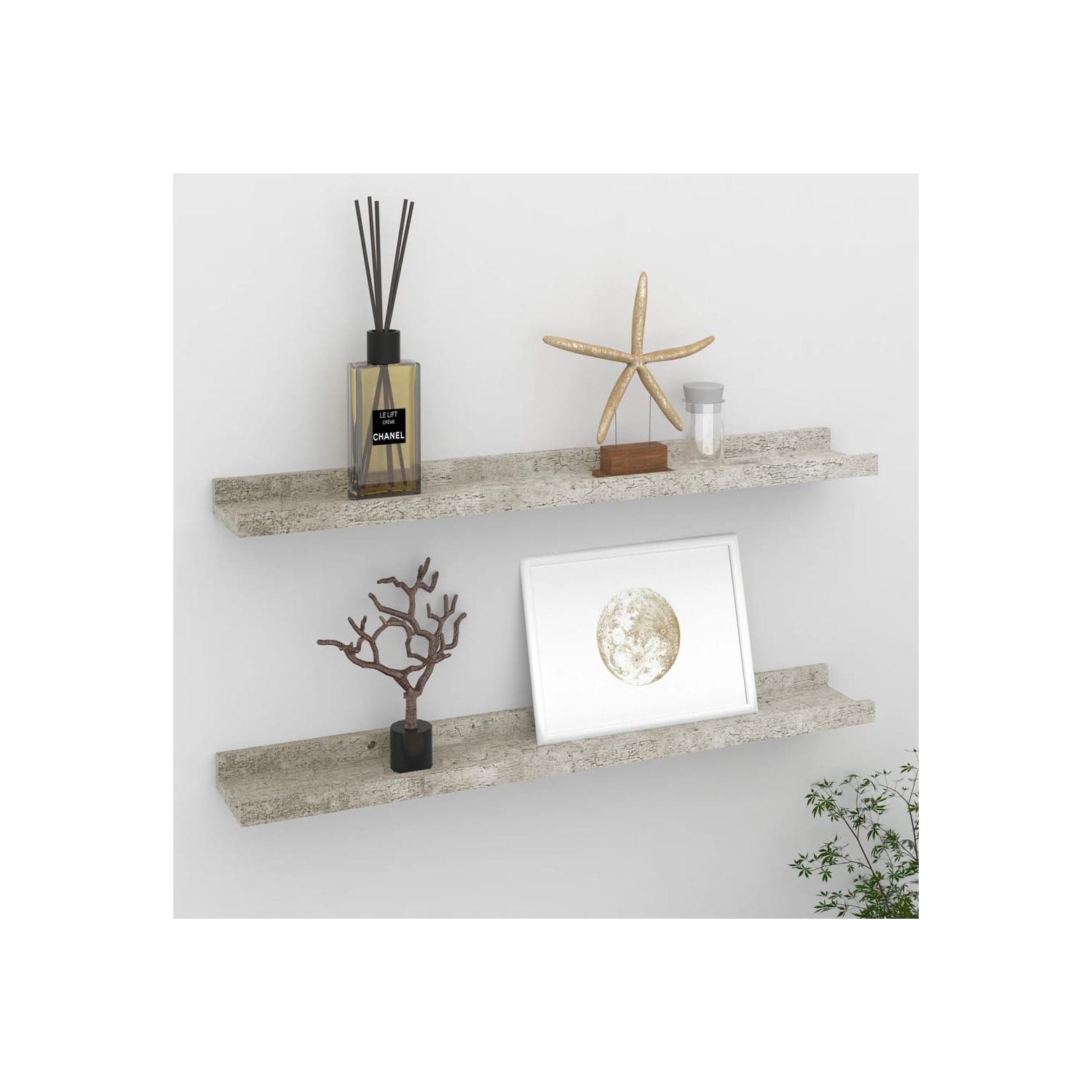 vidaXL Wall Shelves 2 pcs Concrete Gray 23.6"x3.5"x1.2"