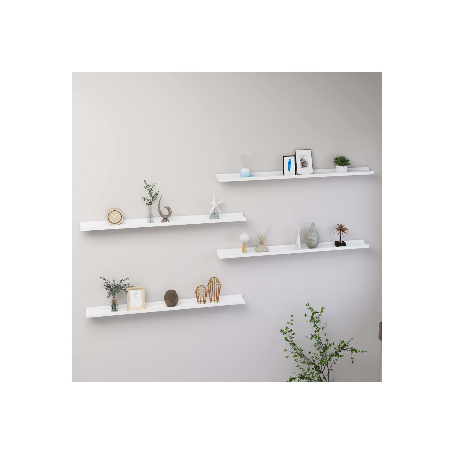 vidaXL Wall Shelves 4 pcs White 39.4"x3.5"x1.2"