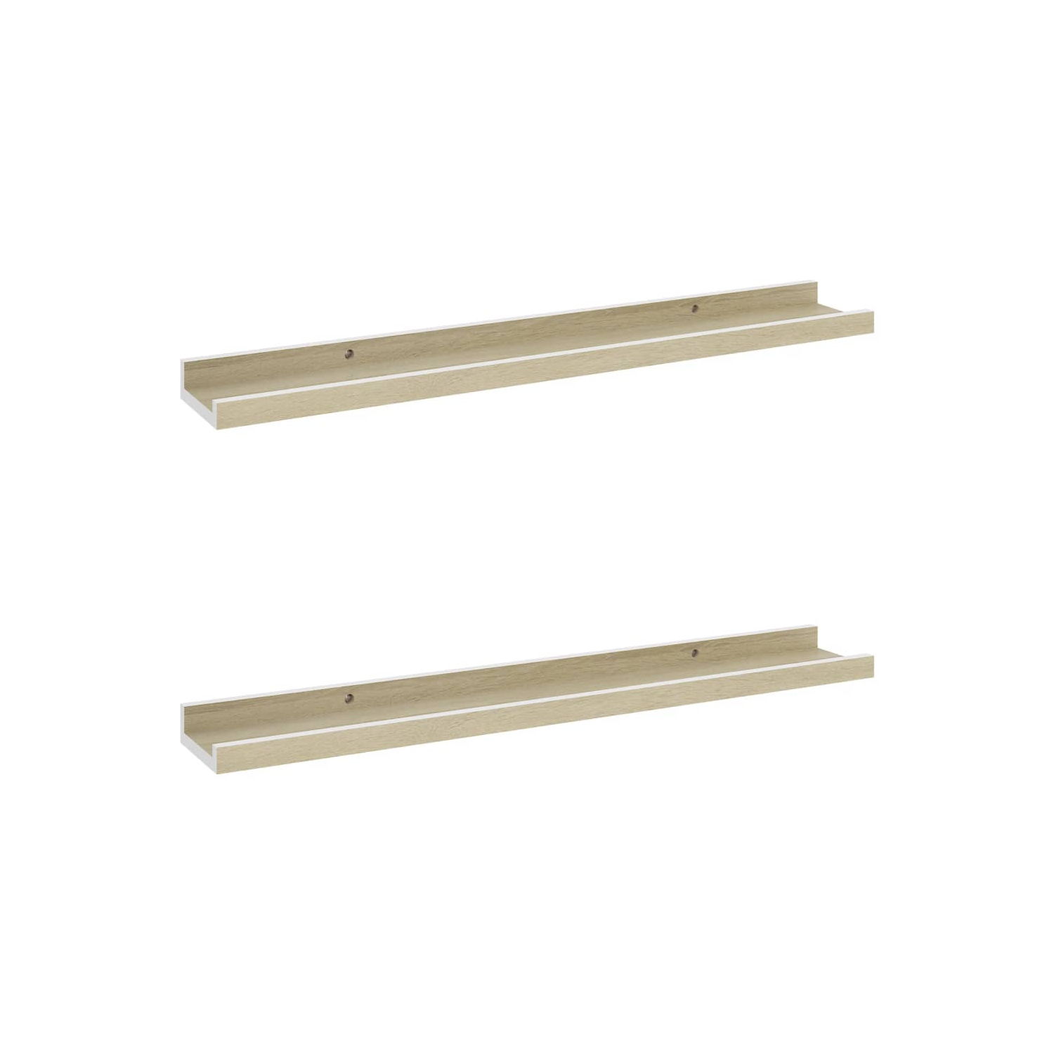 vidaXL Wall Shelves 2 pcs White and Sonoma Oak 23.6"x3.5"x1.2"