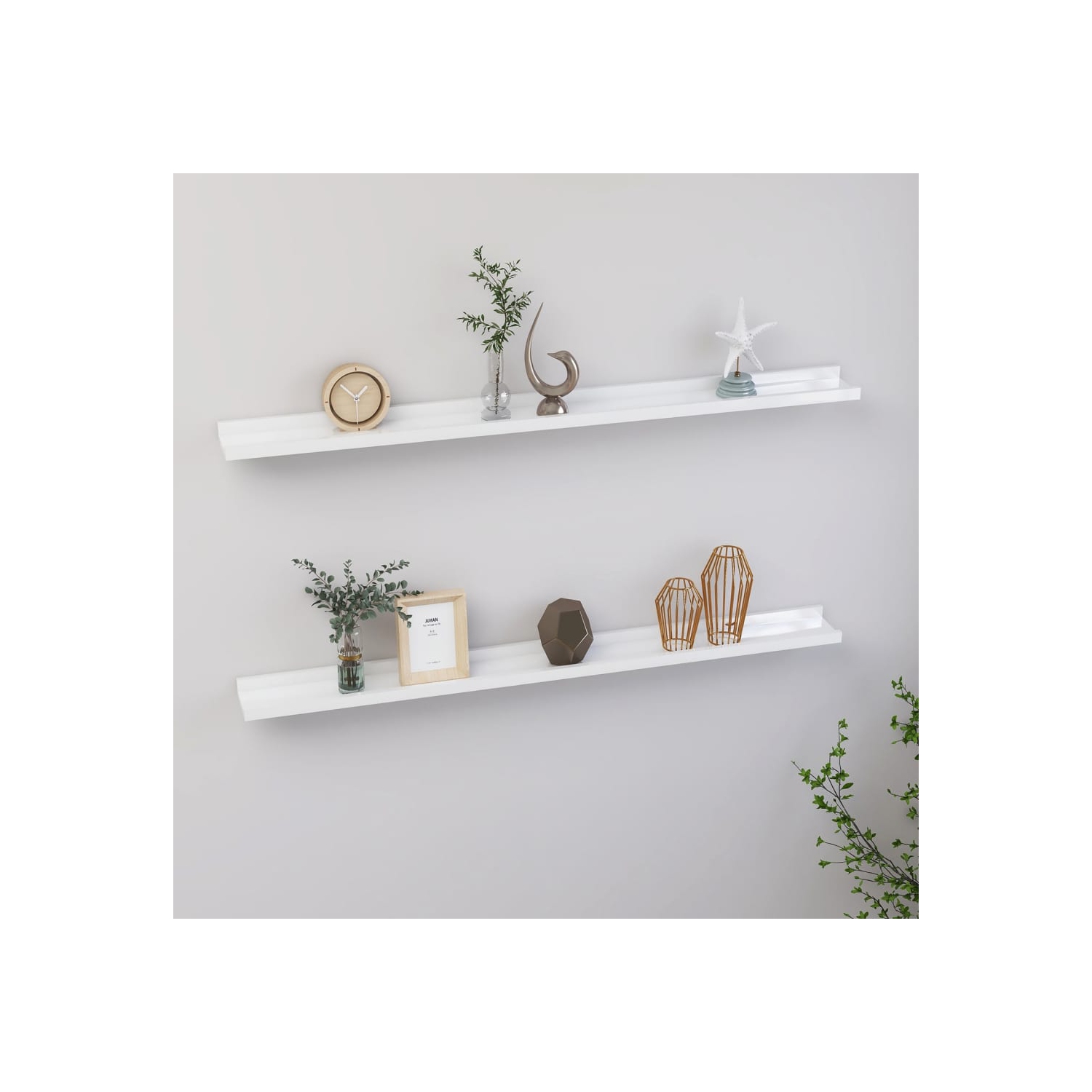 vidaXL Wall Shelves 2 pcs High Gloss White 39.4"x3.5"x1.2"
