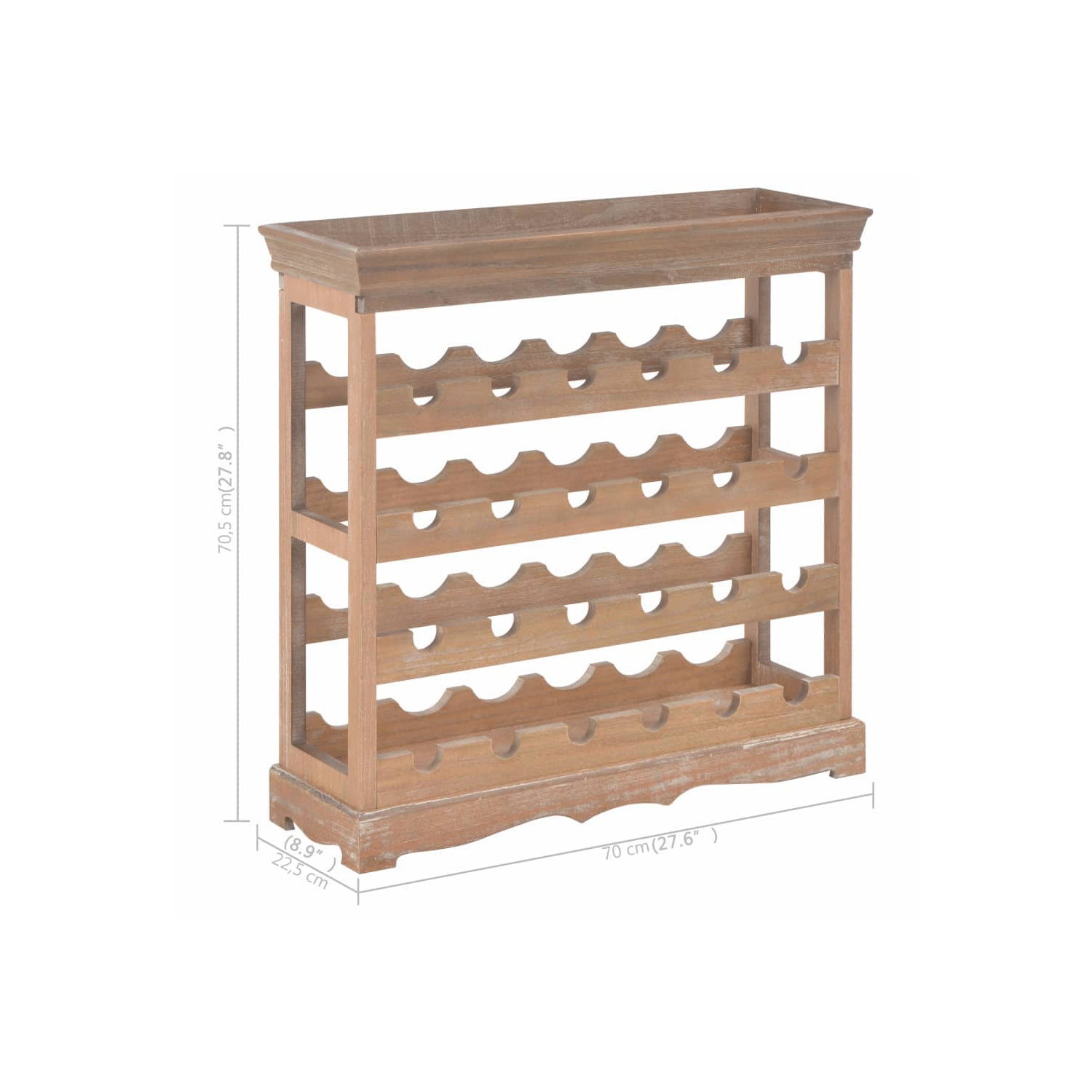 vidaXL Wine Cabinet Brown 27.6"x8.9"x27.8" MDF