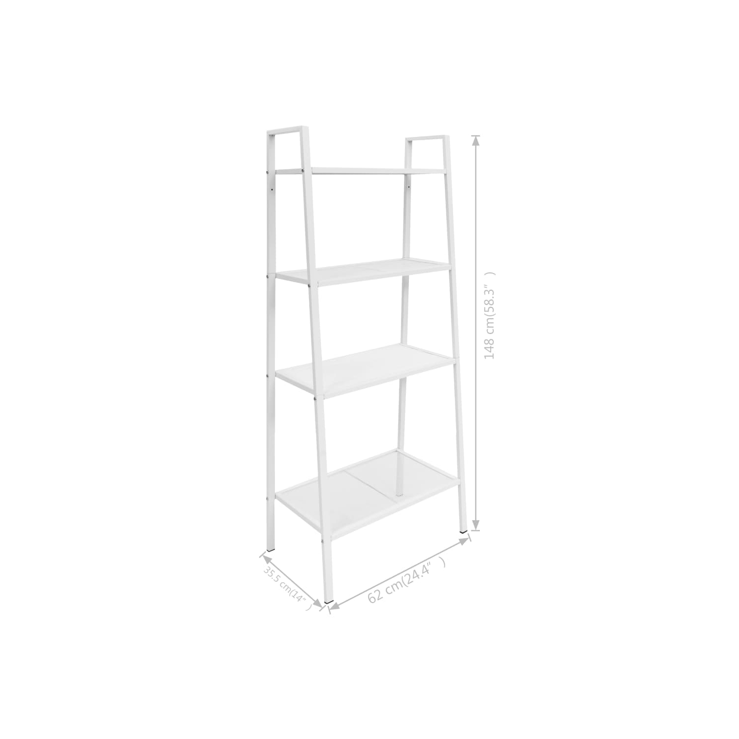 Bibliothèque à échelle 4 niveaux en métal blanc VidaXL