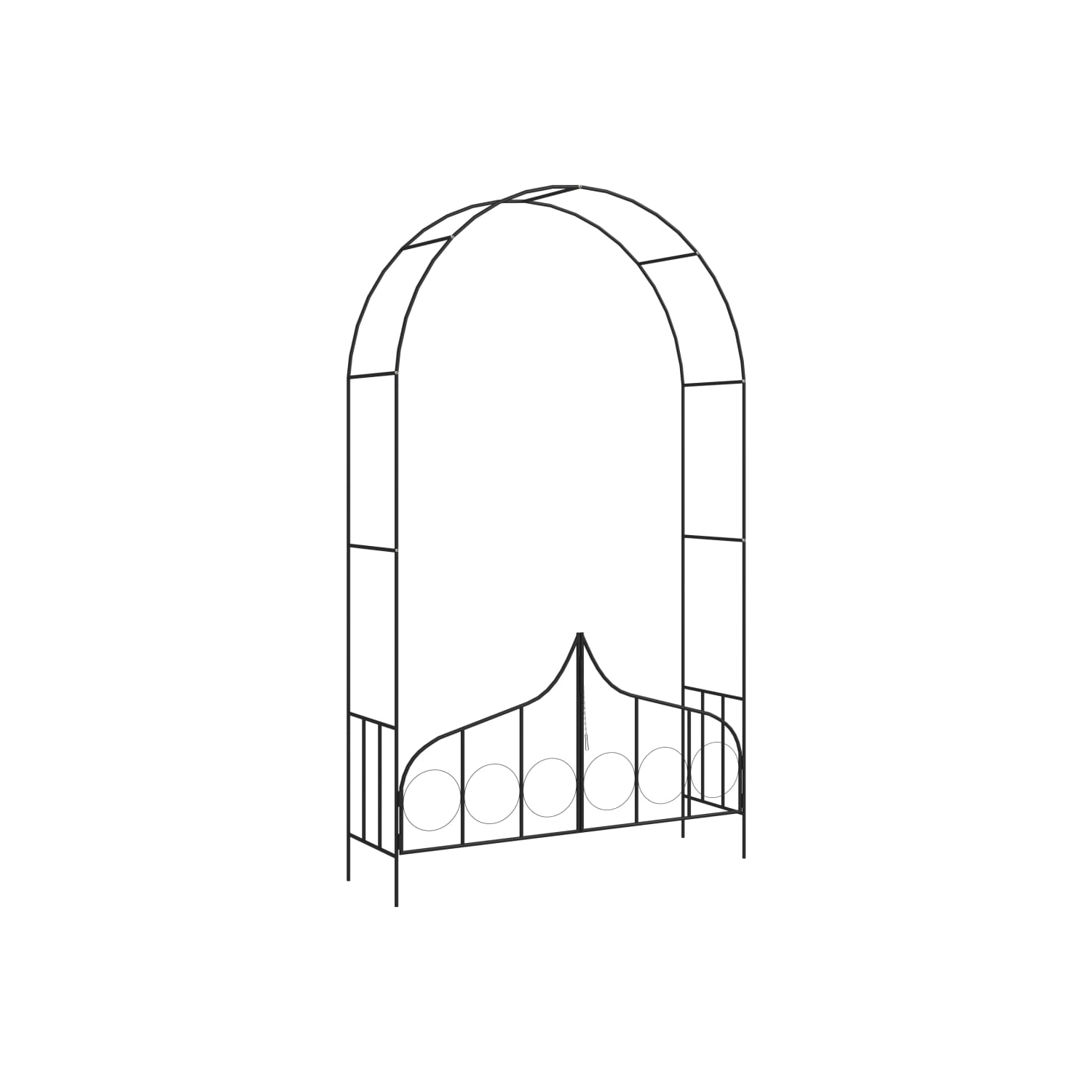 vidaXL Garden Arch with Gate Black 54.3"x15.7"x93.7" Iron