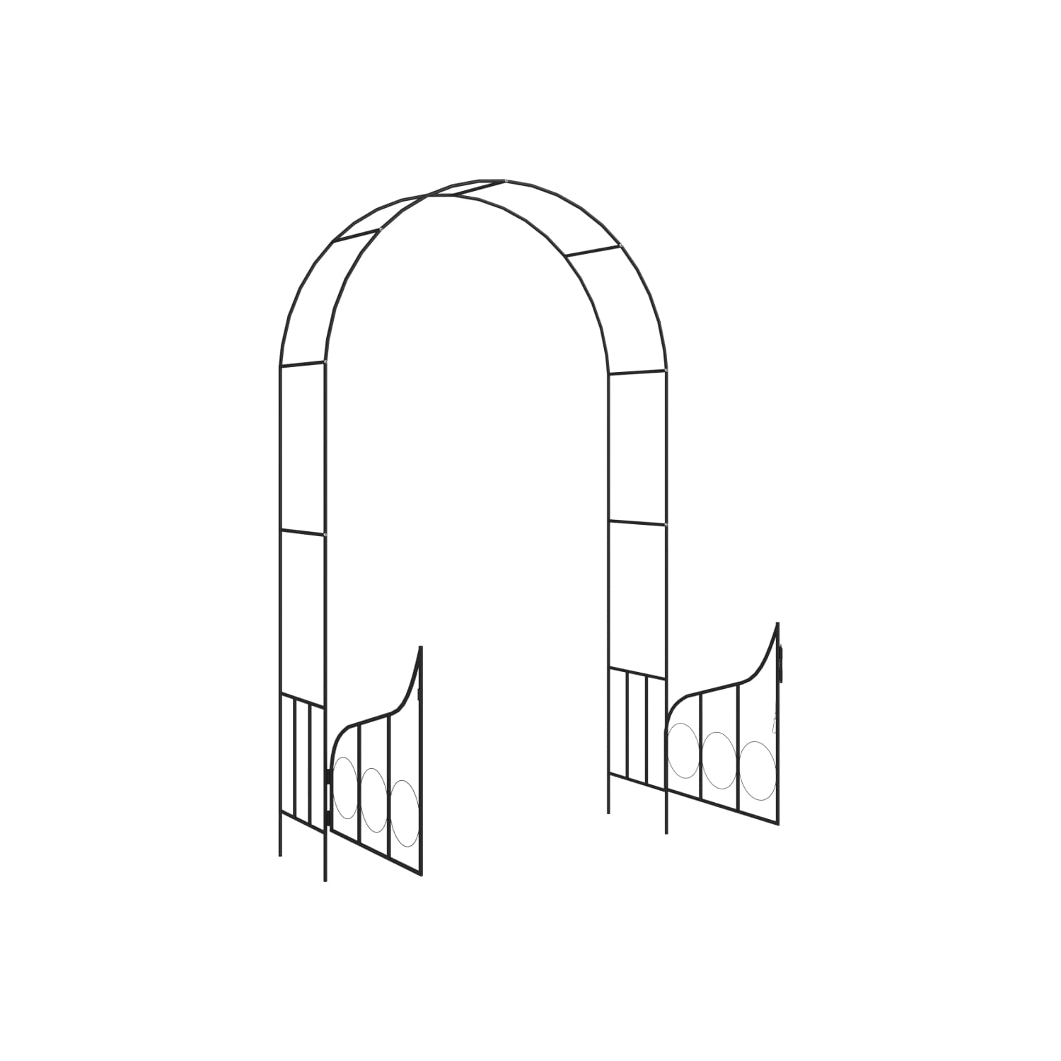 vidaXL Garden Arch with Gate Black 54.3"x15.7"x93.7" Iron