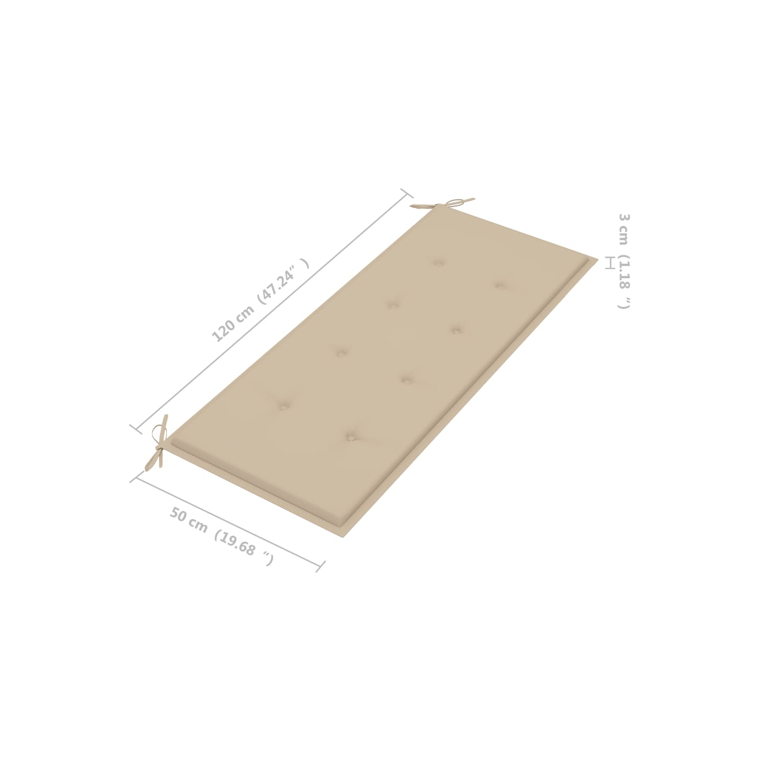 vidaXL Stacking Patio Bench with Cushion 50.6" Solid Teak Wood