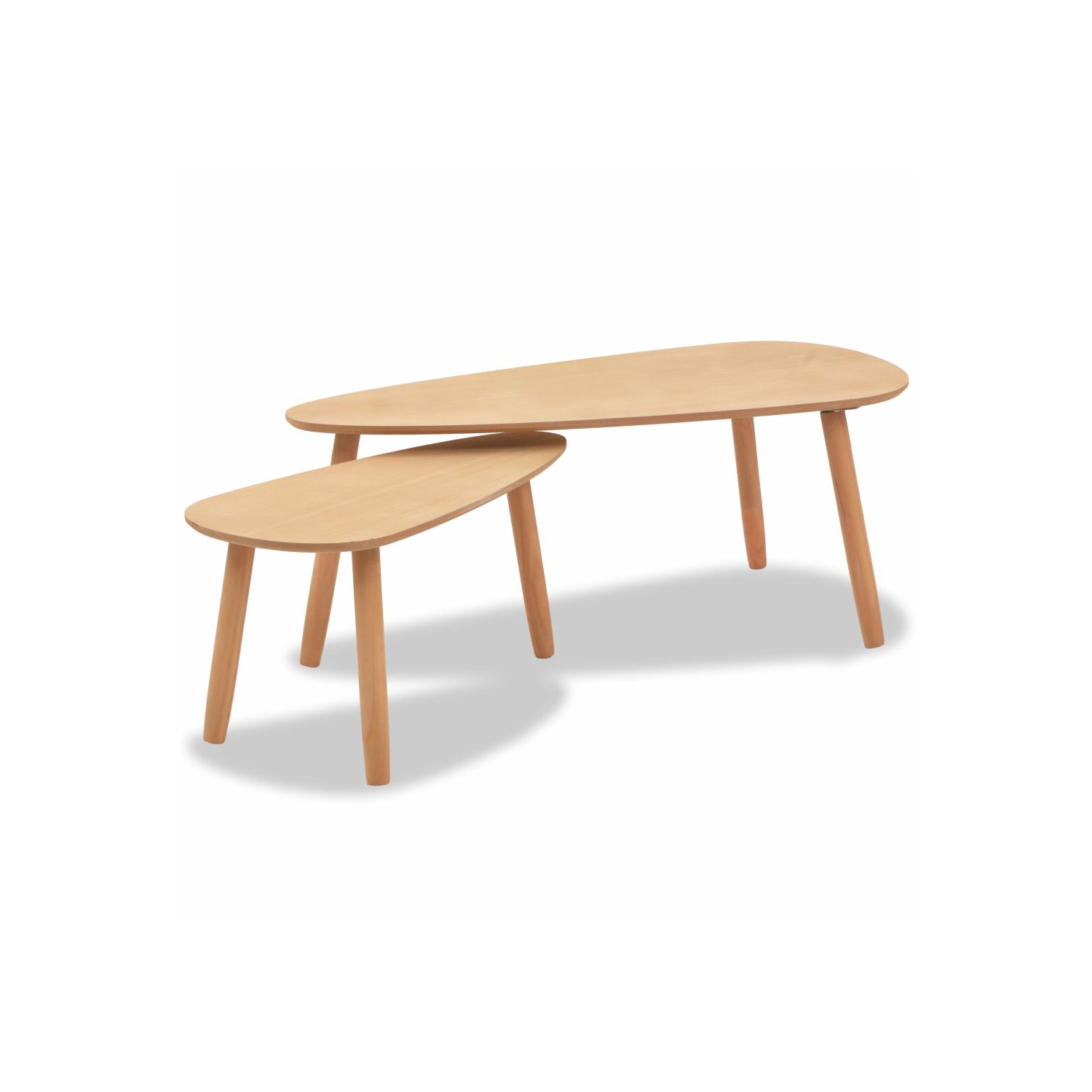 Ensemble de 2 tables basses en bois massif brun de VIDAXL
