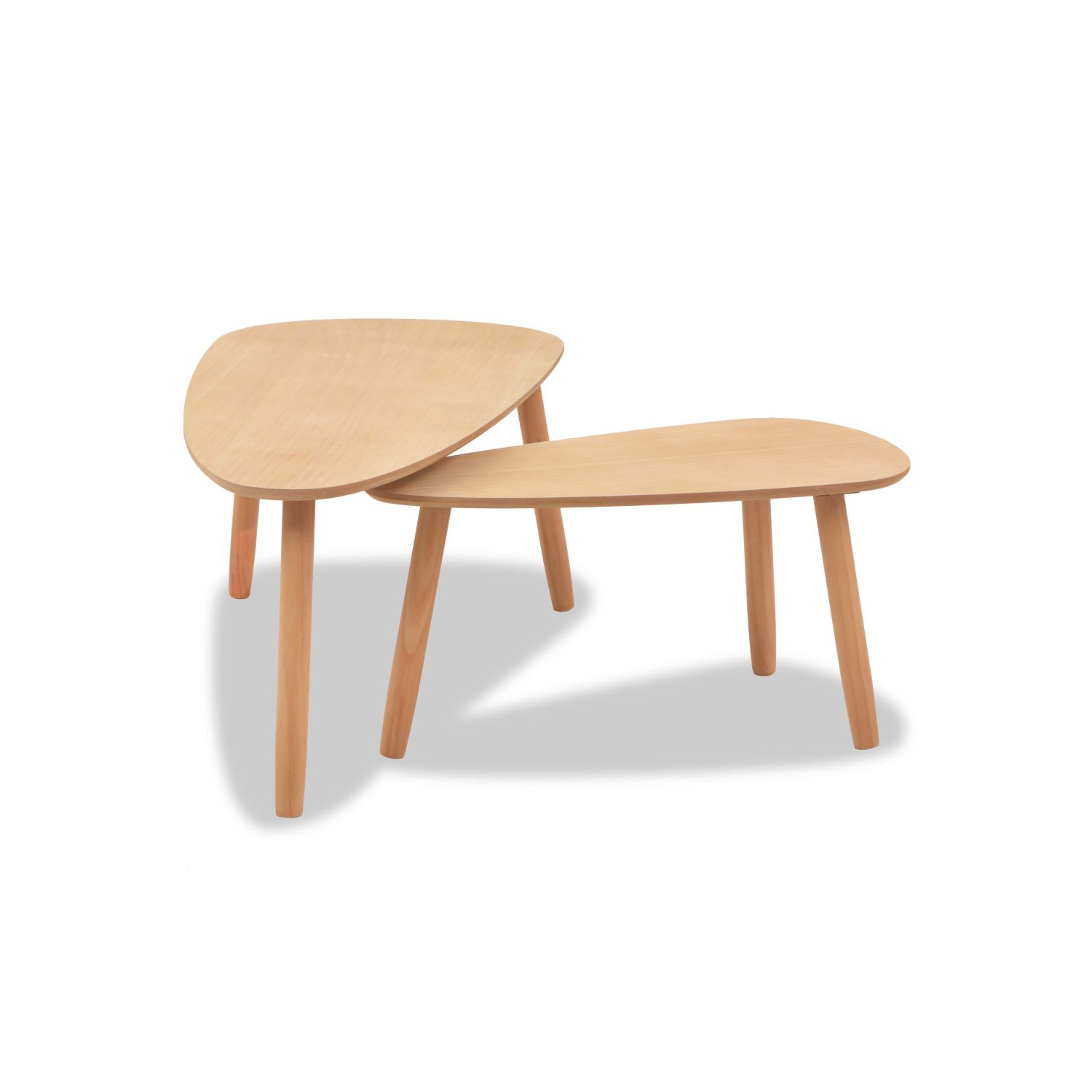 Ensemble de 2 tables basses en bois massif brun de VIDAXL