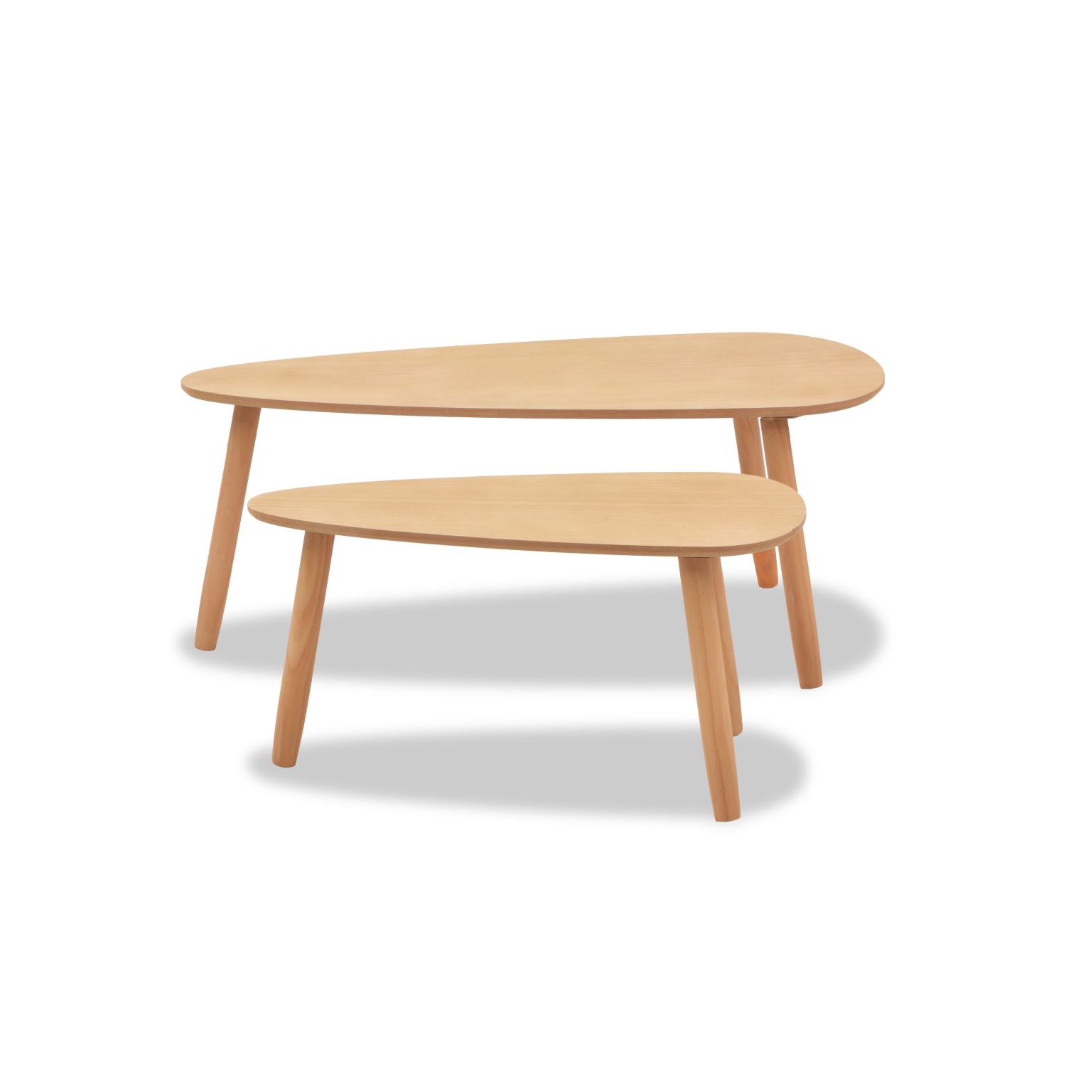 Ensemble de 2 tables basses en bois massif brun de VIDAXL