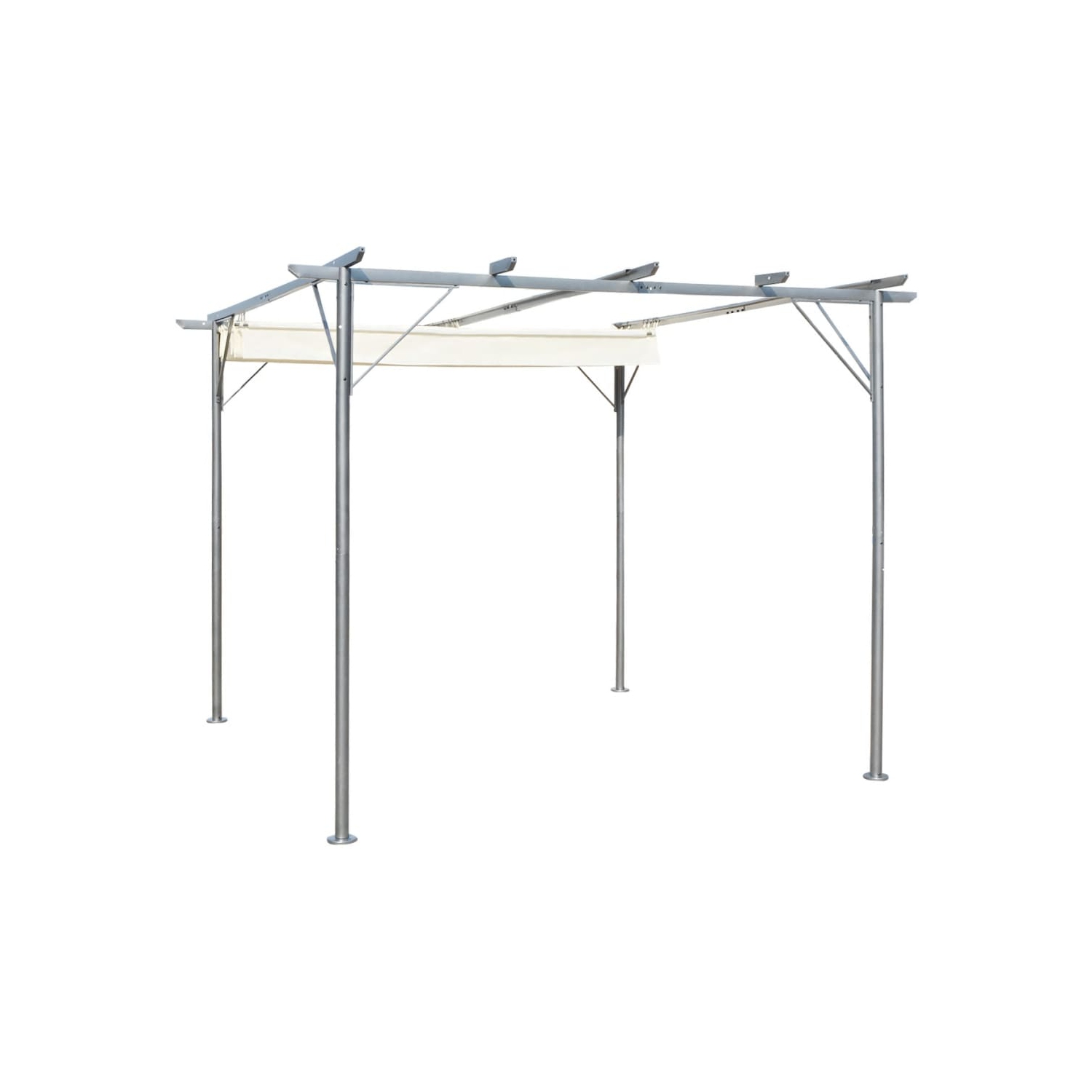vidaXL Pergola with Retractable Roof Cream White 118.1"x118.1" Steel
