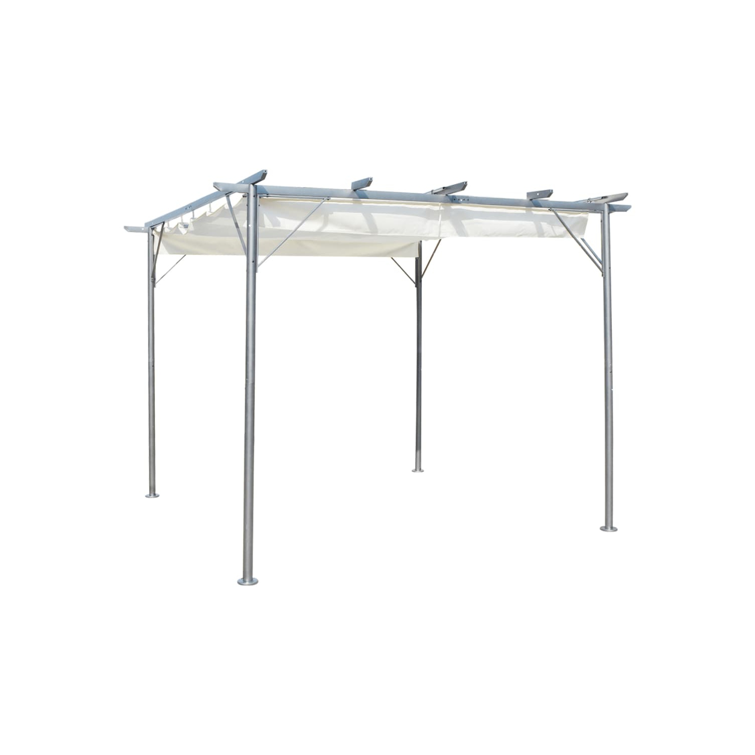 vidaXL Pergola with Retractable Roof Cream White 118.1"x118.1" Steel