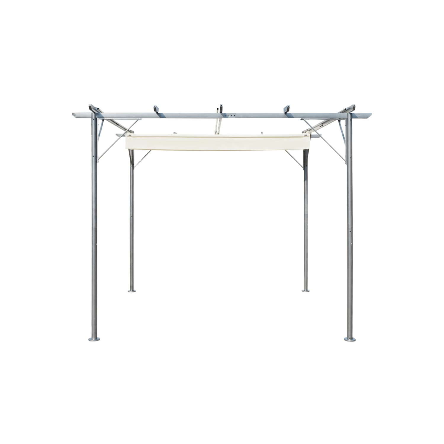 vidaXL Pergola with Retractable Roof Cream White 118.1"x118.1" Steel