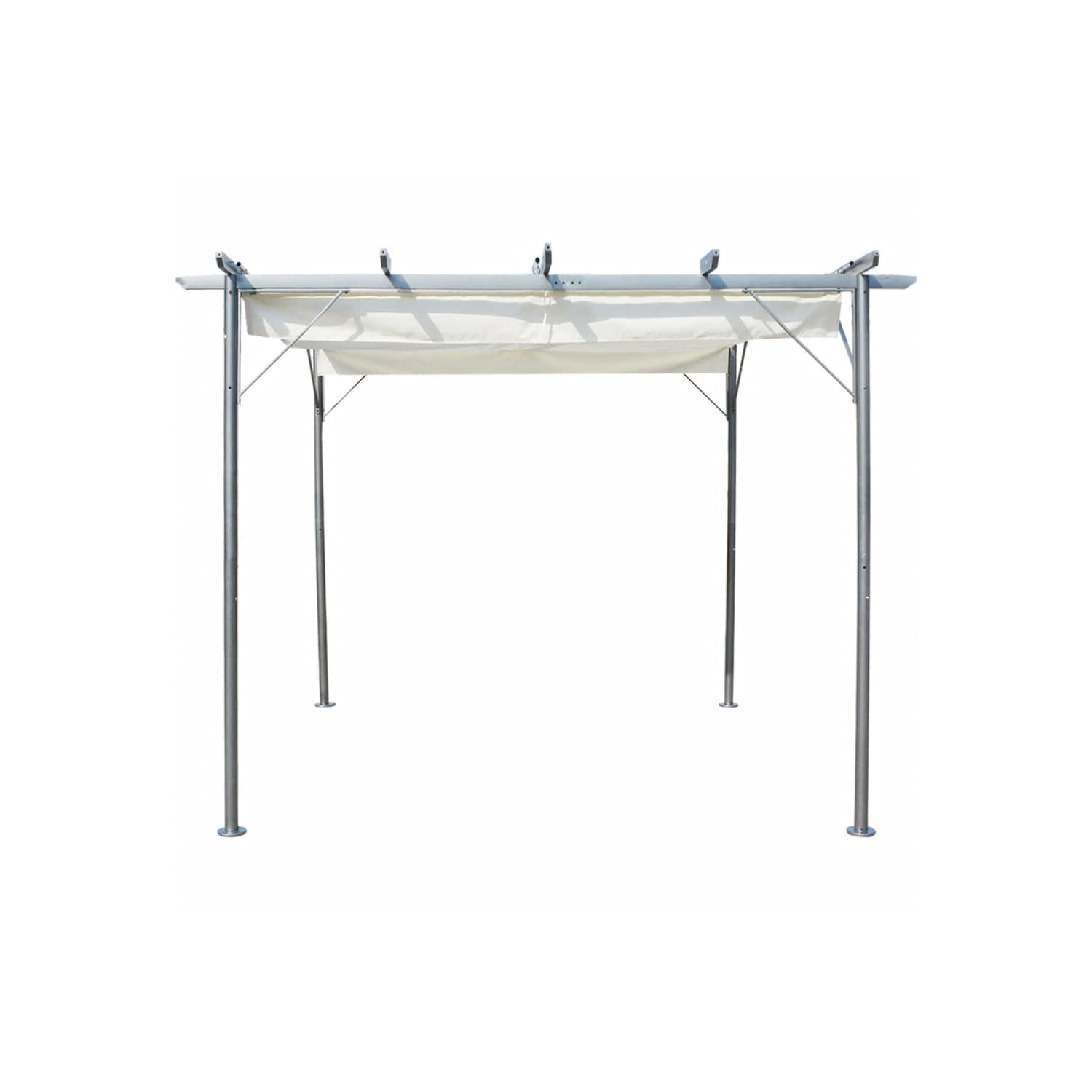 vidaXL Pergola with Retractable Roof Cream White 118.1"x118.1" Steel