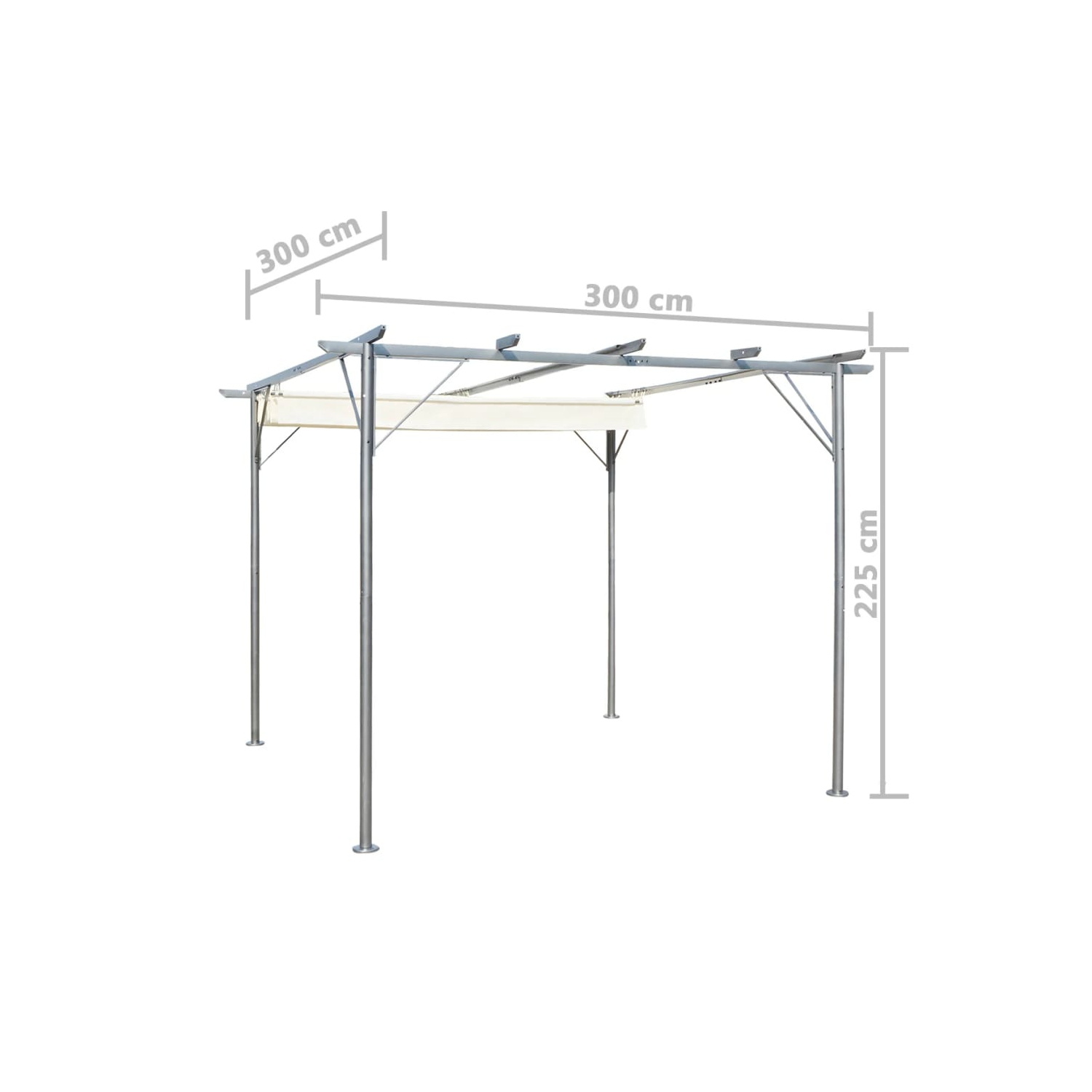 vidaXL Pergola with Retractable Roof Cream White 118.1"x118.1" Steel