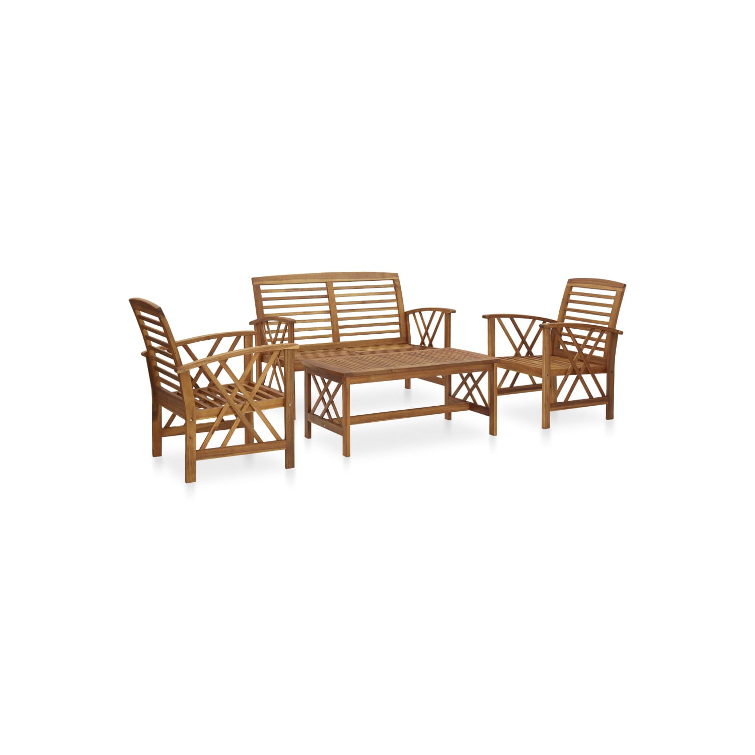vidaXL 4 Piece Patio Lounge Set Solid Acacia Wood