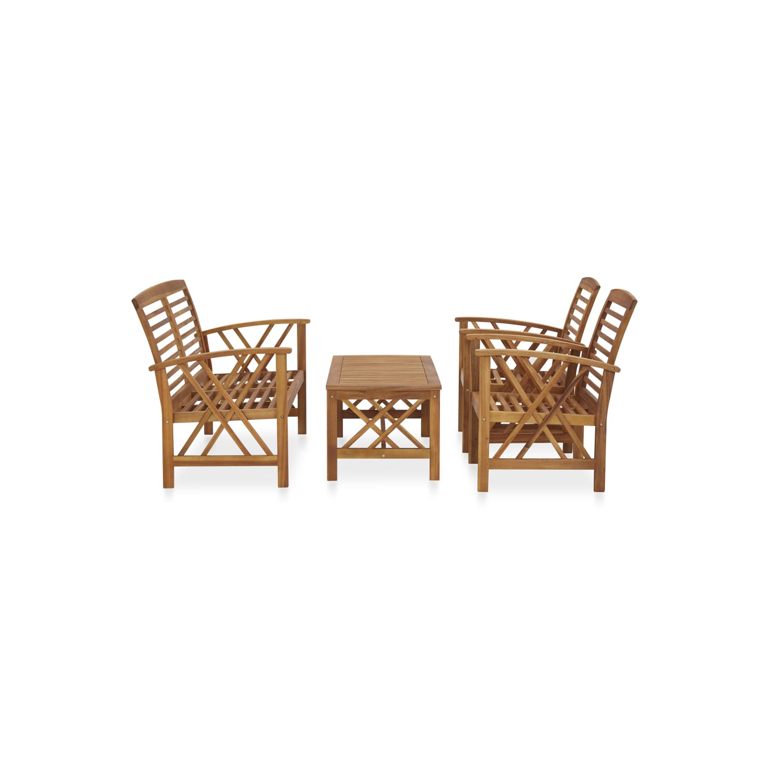 vidaXL 4 Piece Patio Lounge Set Solid Acacia Wood