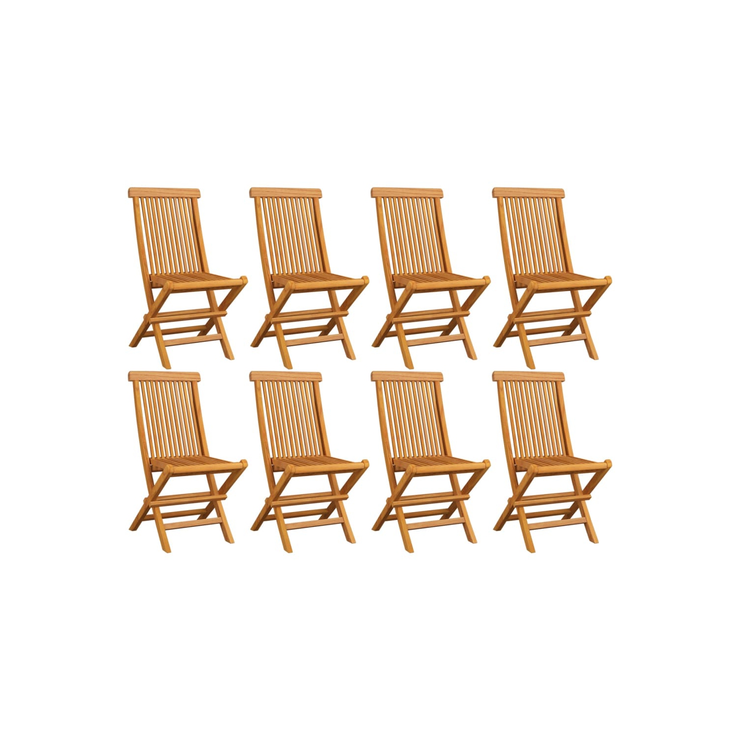vidaXL Folding Patio Chairs 8 pcs Solid Teak Wood