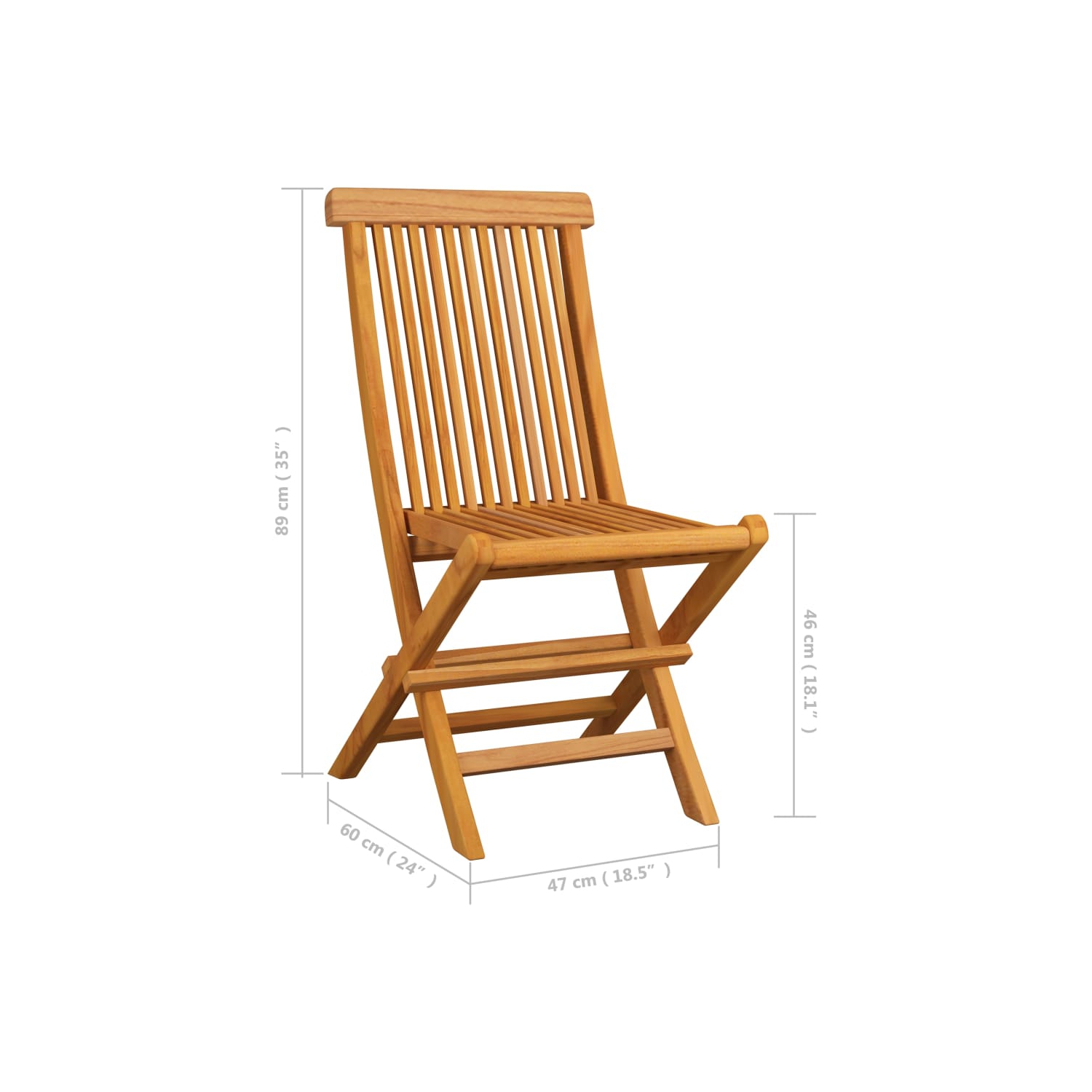 vidaXL Folding Patio Chairs 8 pcs Solid Teak Wood