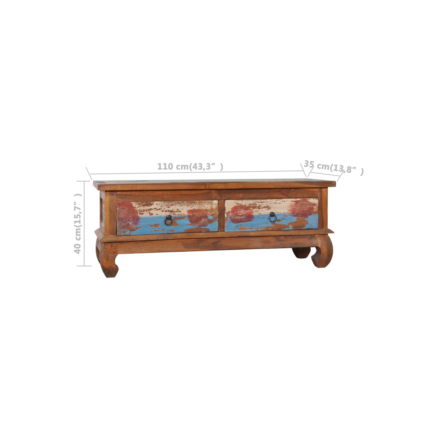 vidaXL TV Cabinet 43.3"x13.8"x15.7" Reclaimed Teak Wood