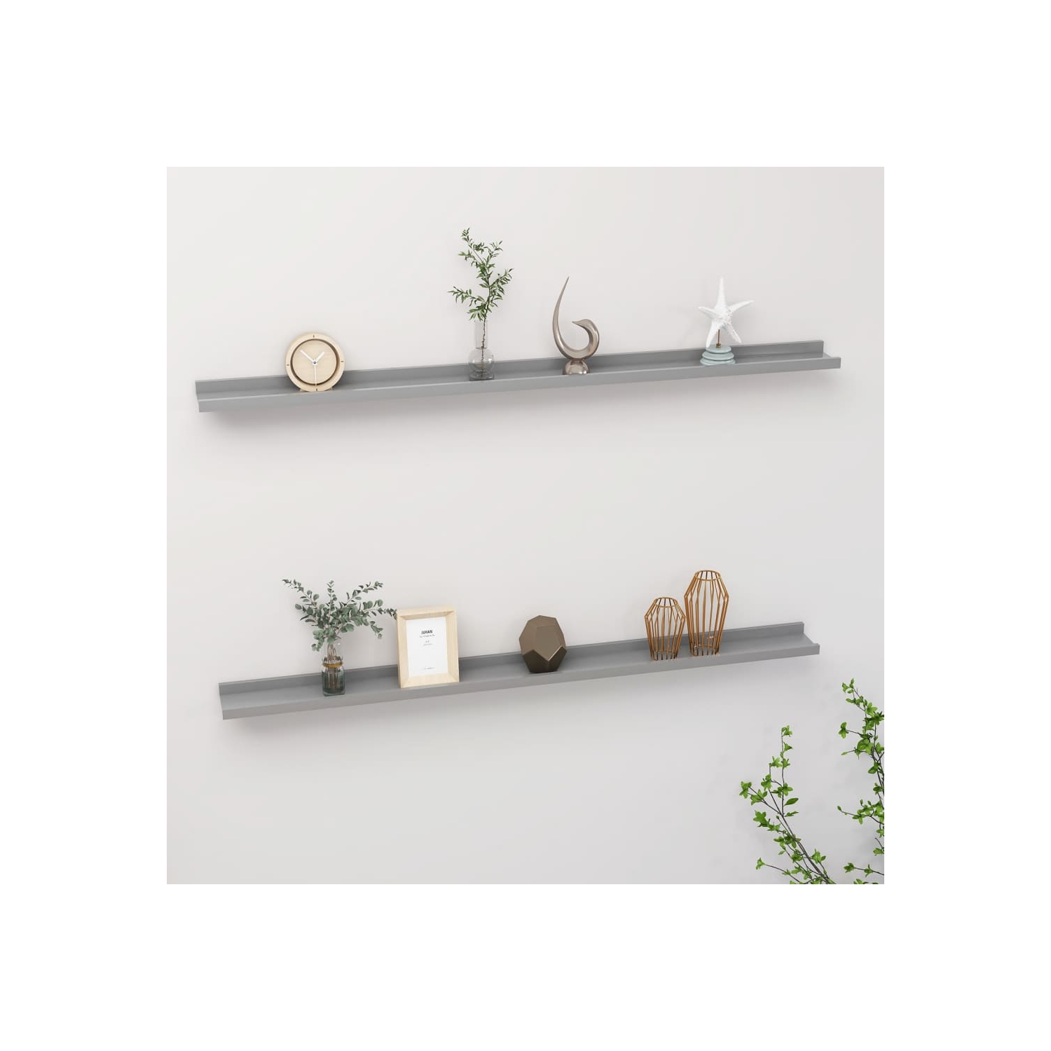 vidaXL Wall Shelves 2 pcs Gray 45.3"x3.5"x1.2"
