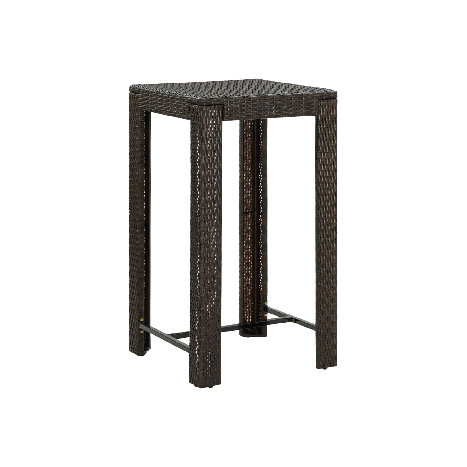 vidaXL 3 Piece Patio Bar Set with Cushions Poly Rattan Brown