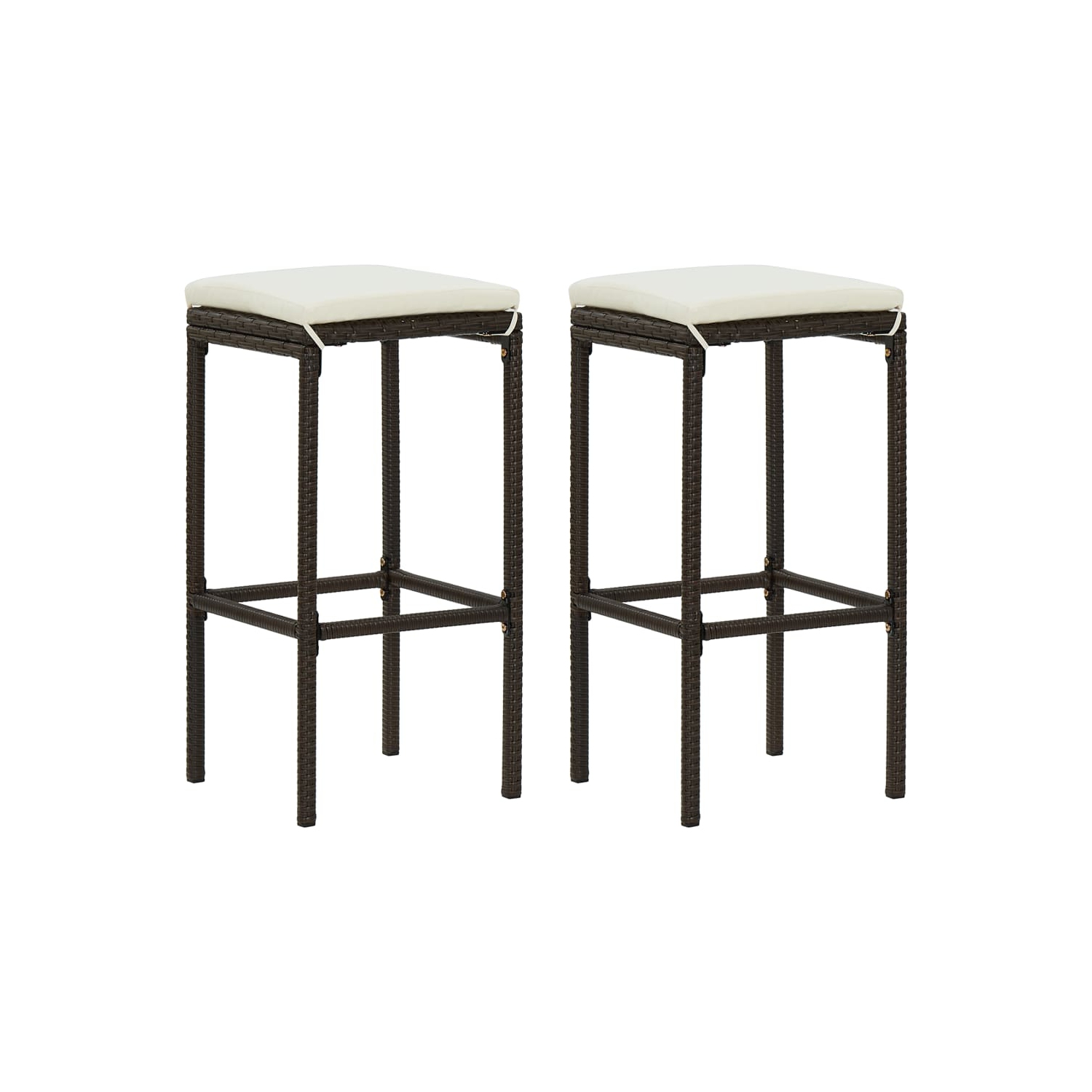 vidaXL 3 Piece Patio Bar Set with Cushions Poly Rattan Brown