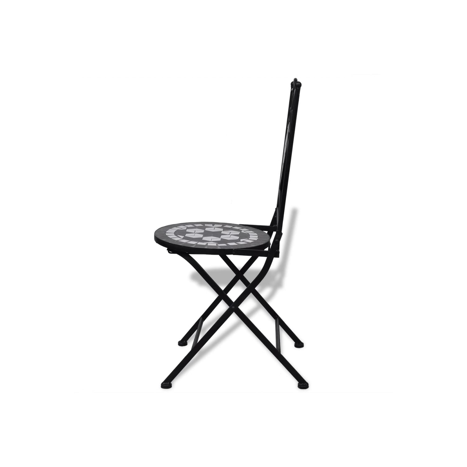 vidaXL Folding Bistro Chairs 2 pcs Ceramic Black and White