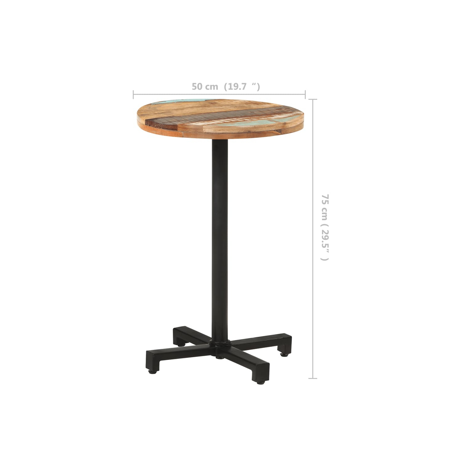vidaXL Bistro Table Round Ø19.7"x29.5" Solid Reclaimed Wood