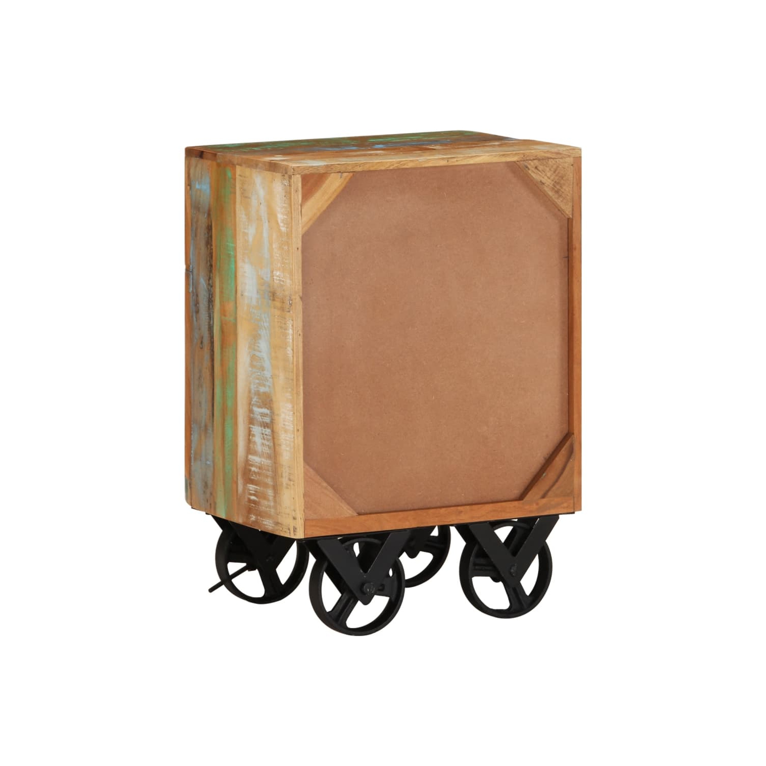 vidaXL Bedside Cabinet with Wheels 15.7"x11.8"x22.4" Solid Reclaimed Wood