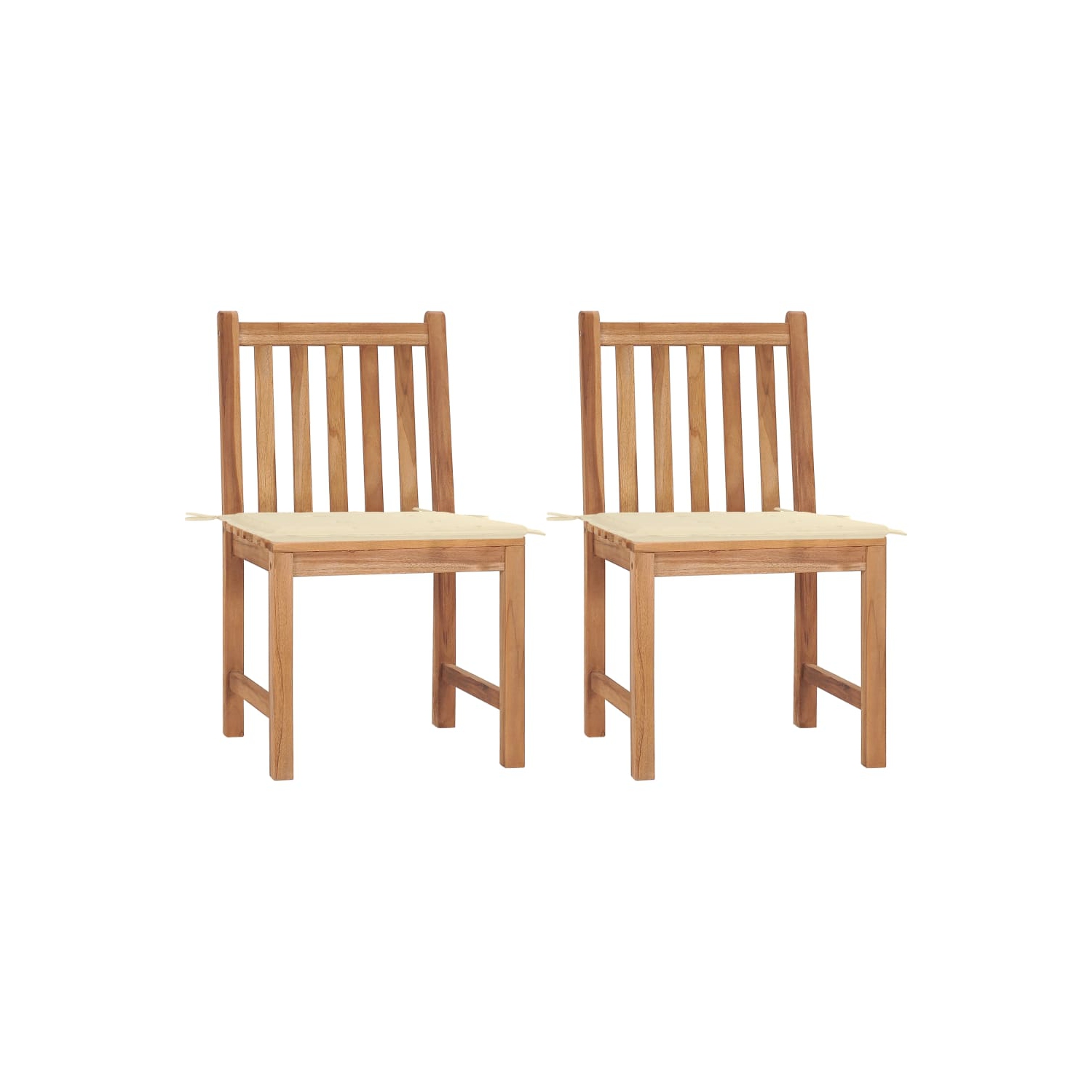 Chaises de patio VidaXL 2 pièces avec coussins en teck massif