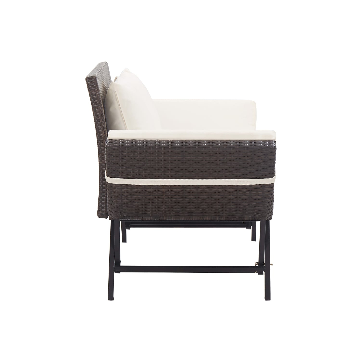 vidaXL Patio Bench with Cushions 69.3" Brown Poly Rattan